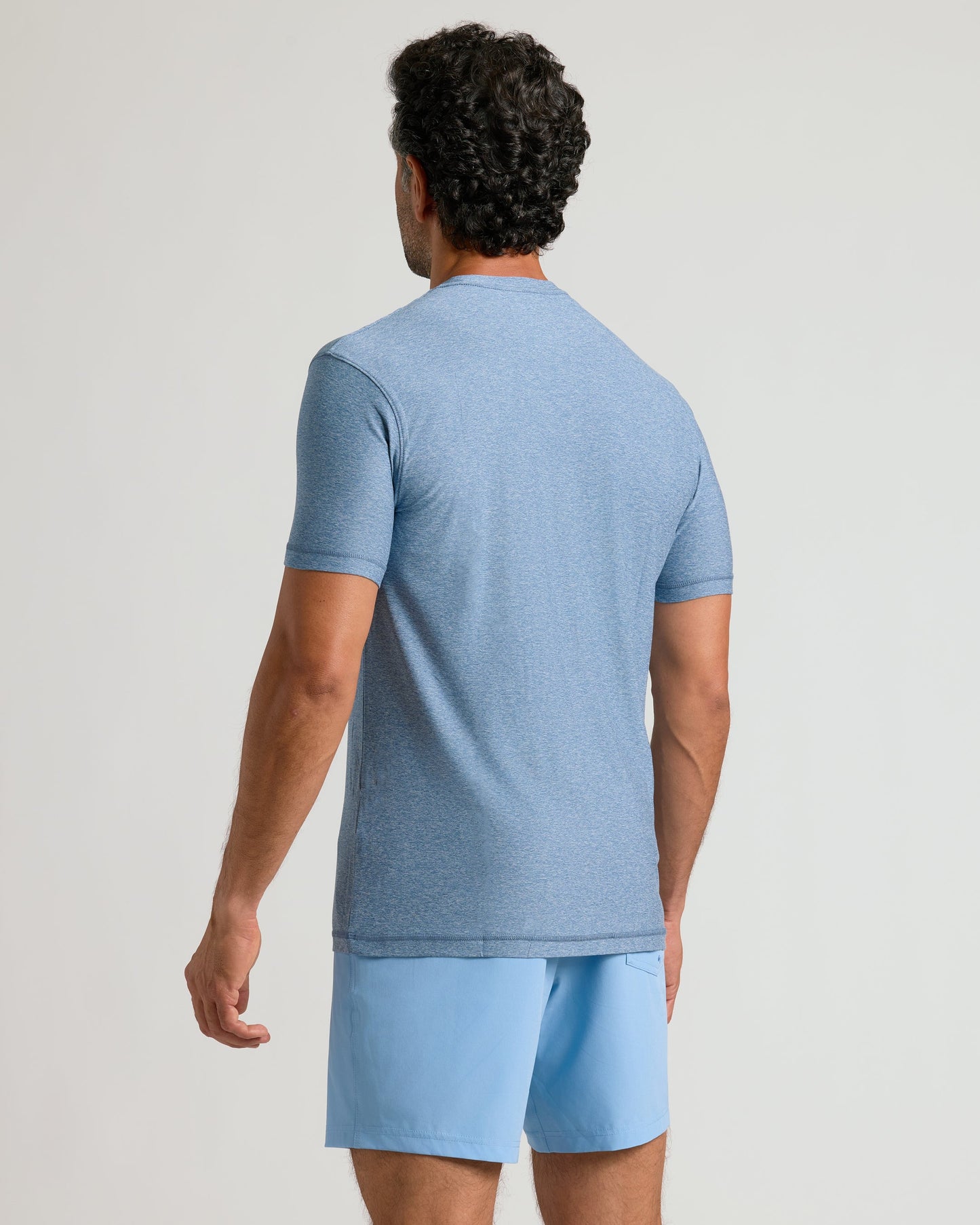 Heather Azul Active Crew Neck Tee