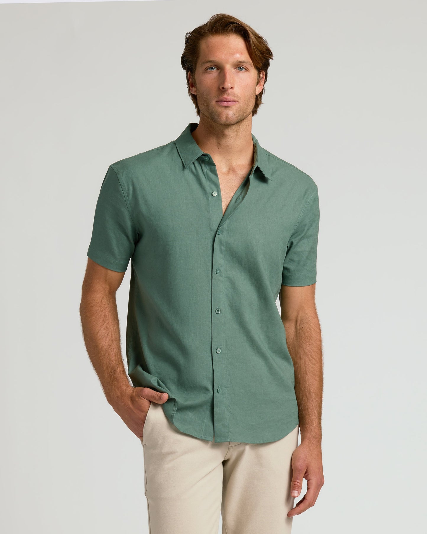Moss Short Sleeve Linen Shirt