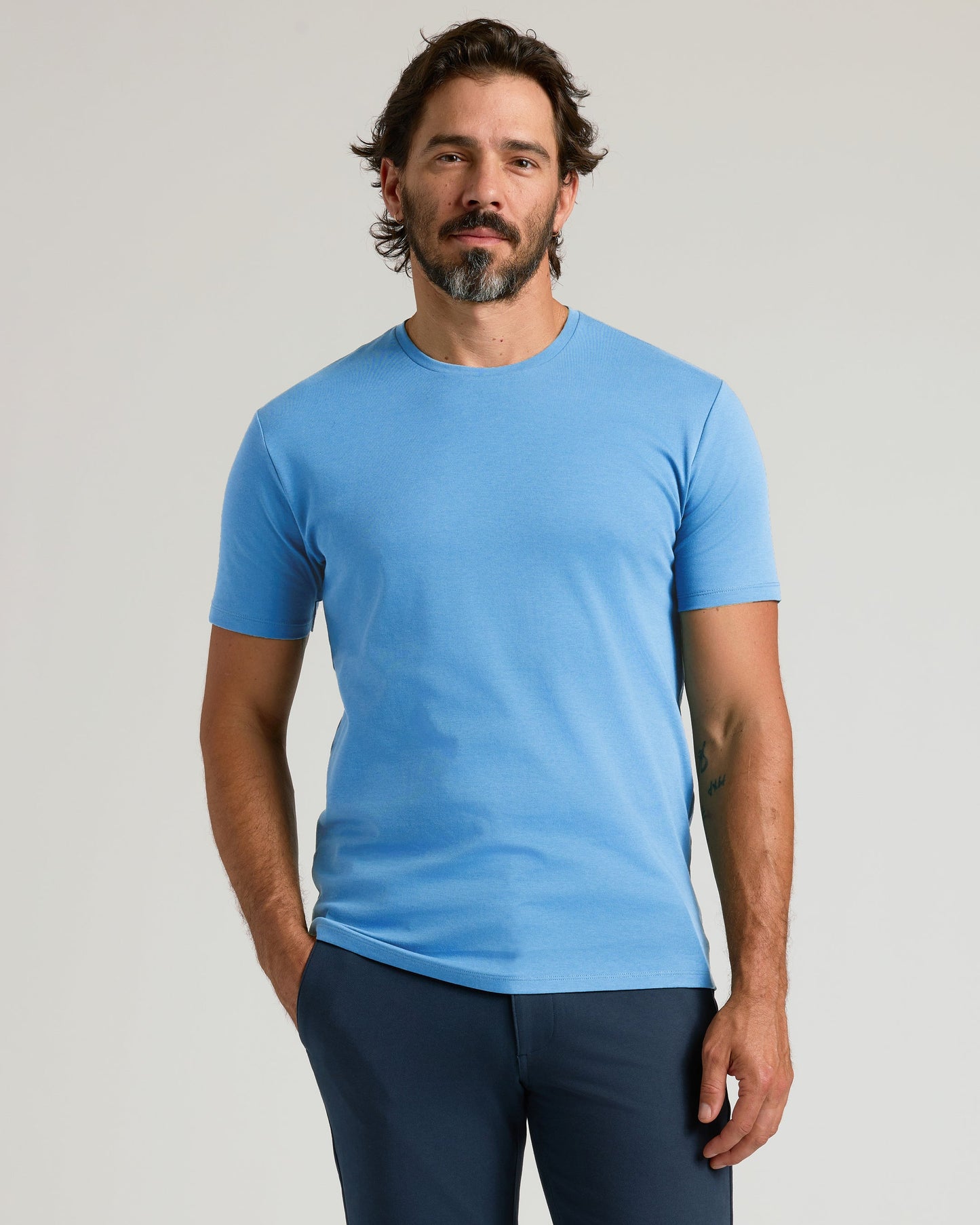 Cerulean Pima Crew Neck