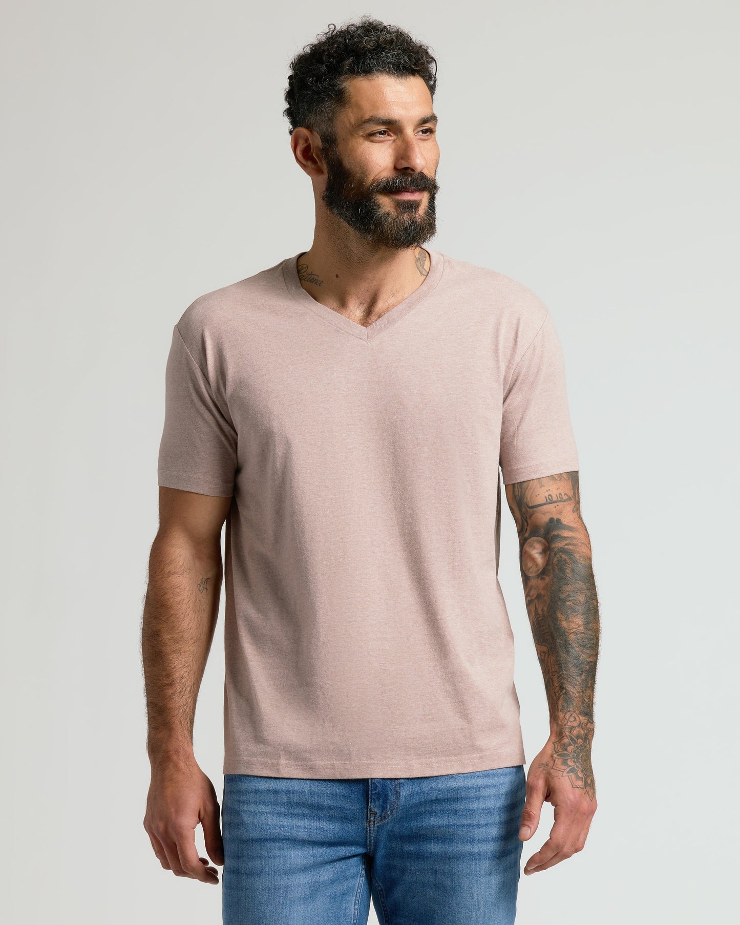 Light Heather Slate Mauve Classic V-Neck