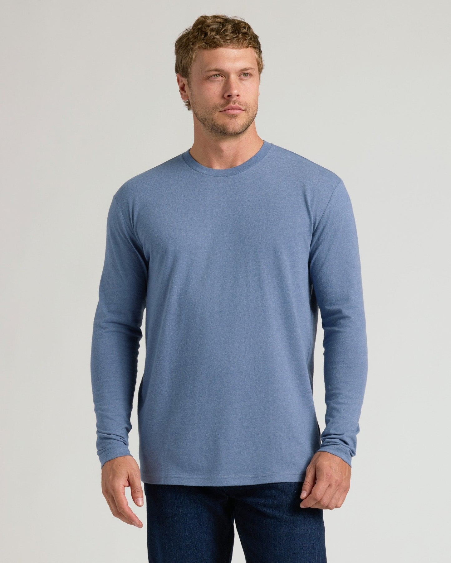 Dark Heather Vintage Navy Classic Long Sleeve Crew Neck