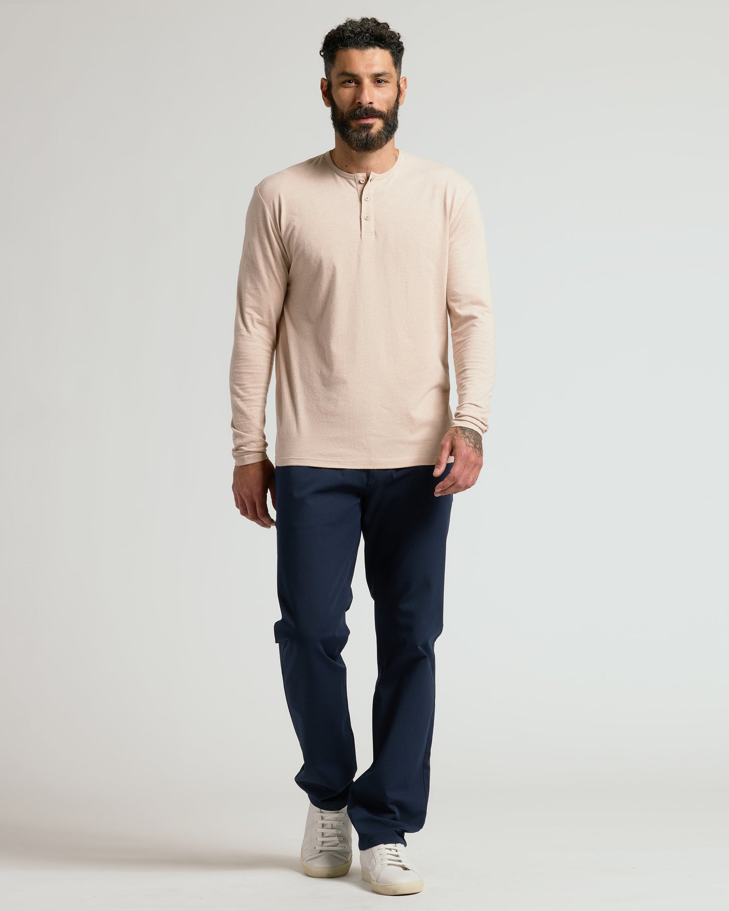Heather Camel Classic Long Sleeve Henley