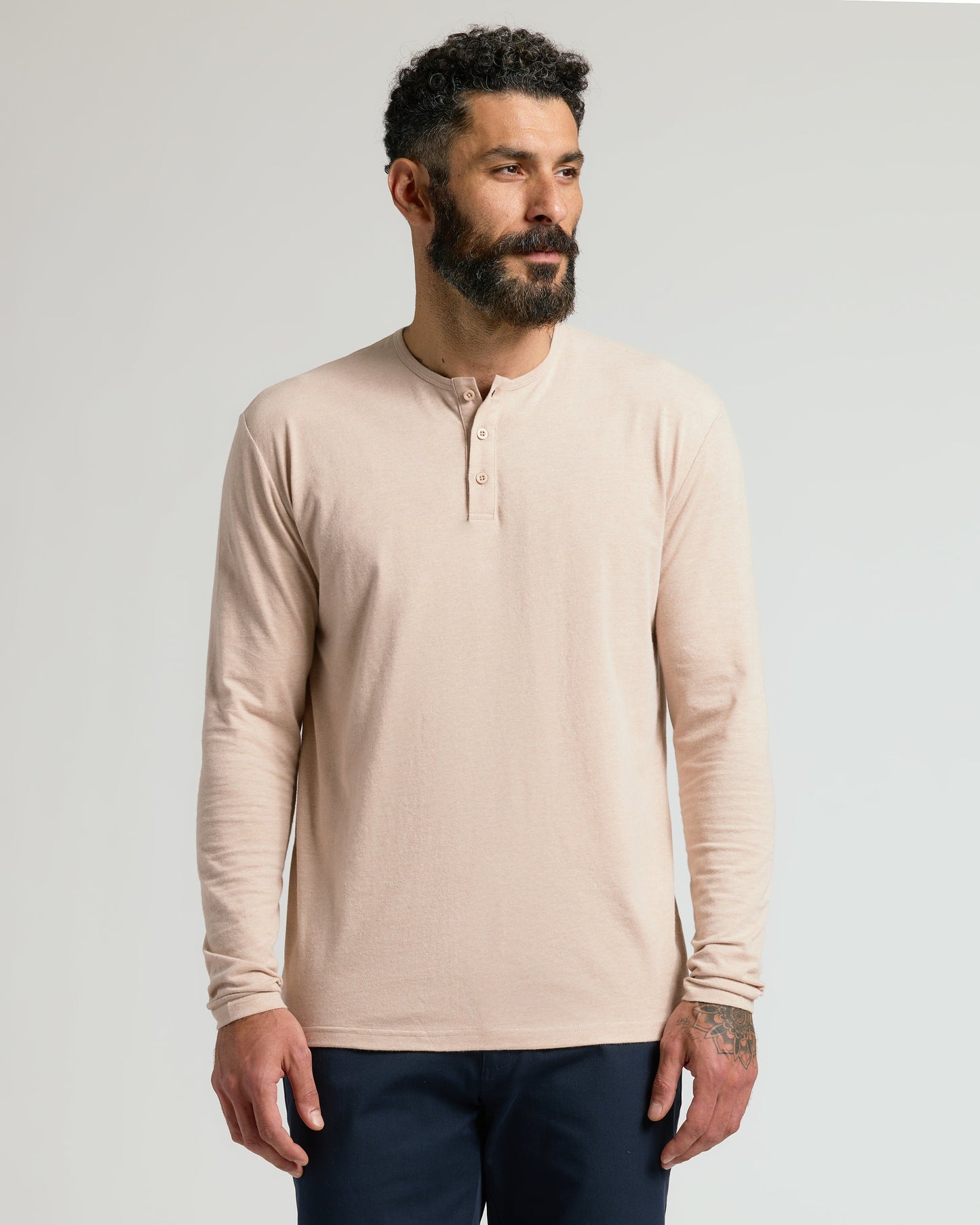 Heather Camel Classic Long Sleeve Henley