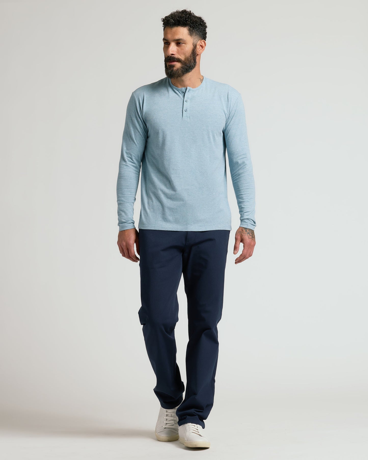 Heather Sapphire Classic Long Sleeve Henley
