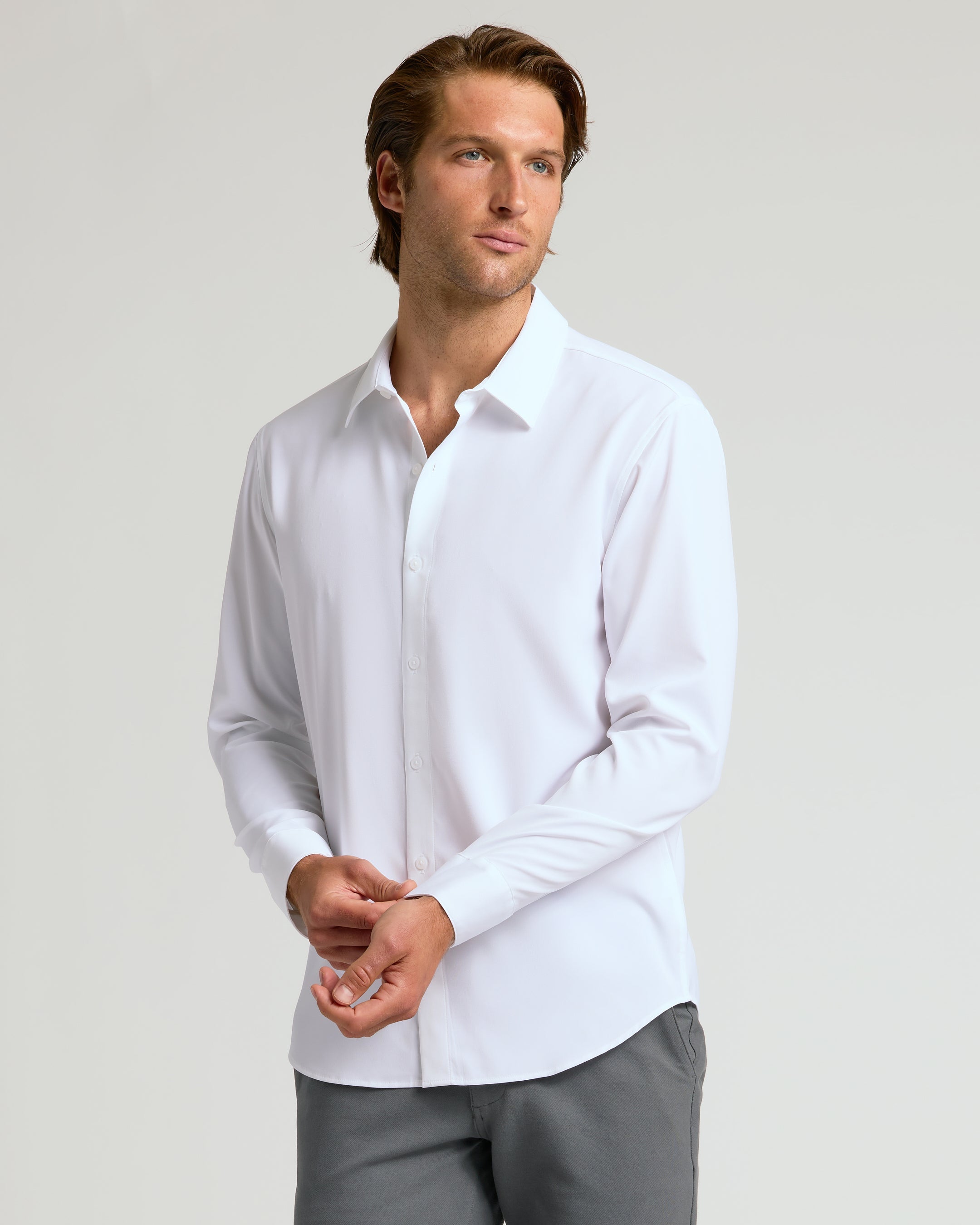 White Performance Long Sleeve Dress Shirt – True Classic Corporate