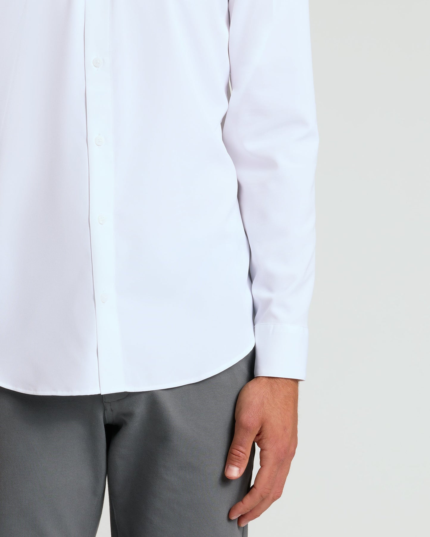 White Performance Long Sleeve Dress Shirt