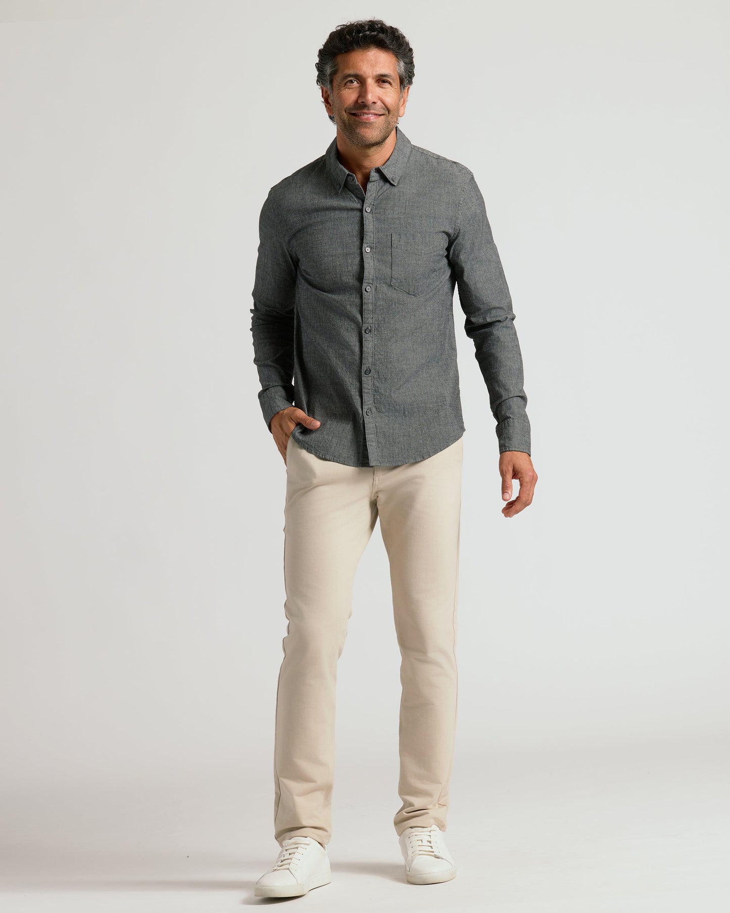 Black Wash Long Sleeve Chambray Shirt