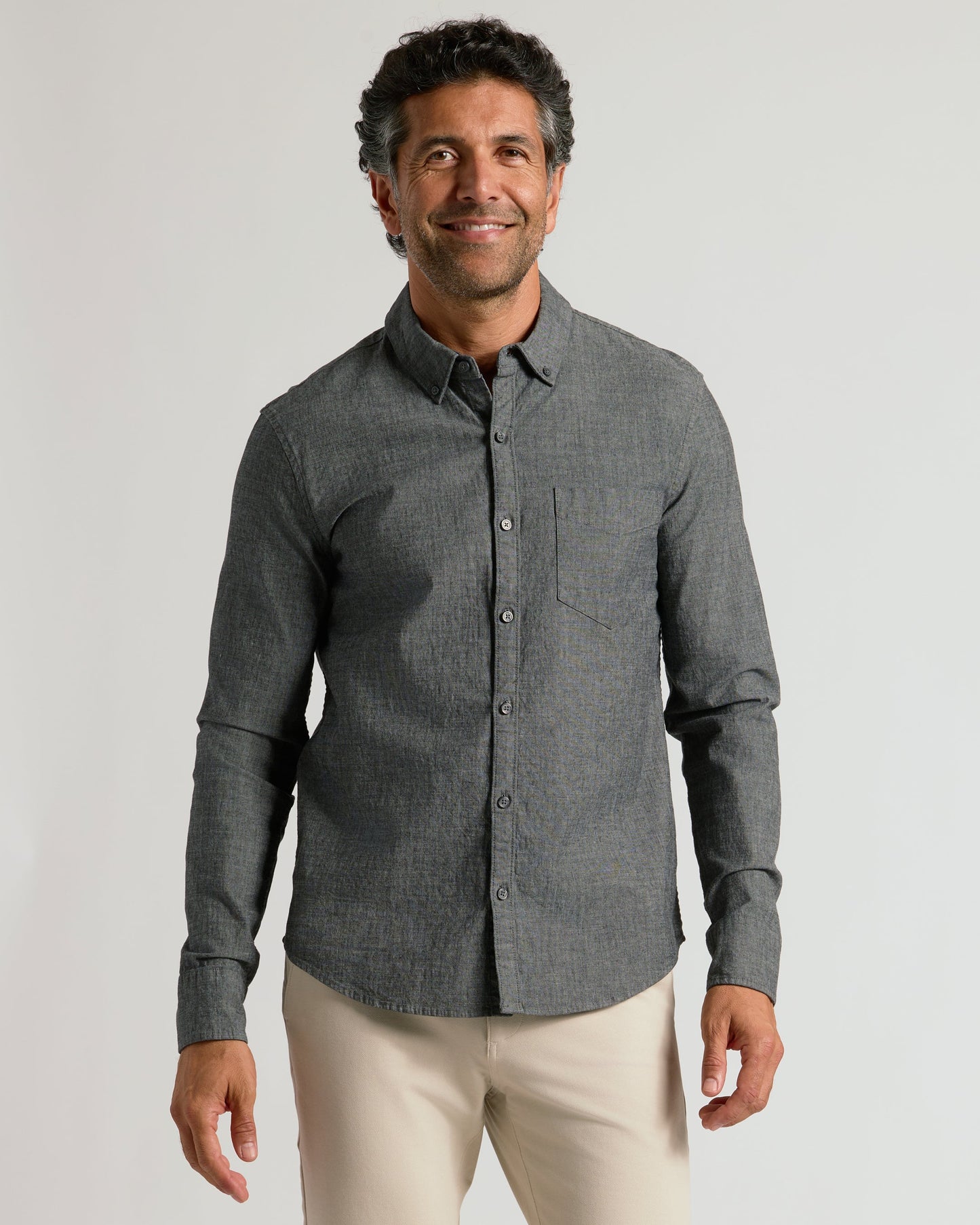 Black Wash Long Sleeve Chambray Shirt