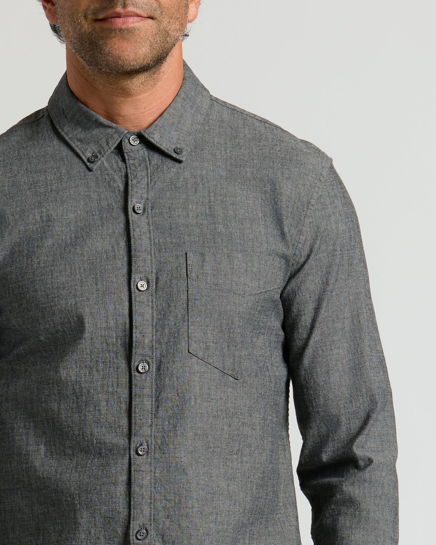 Black Wash Long Sleeve Chambray Shirt