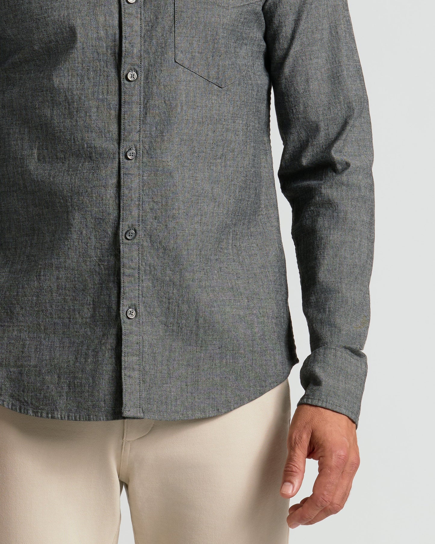 Black Wash Long Sleeve Chambray Shirt
