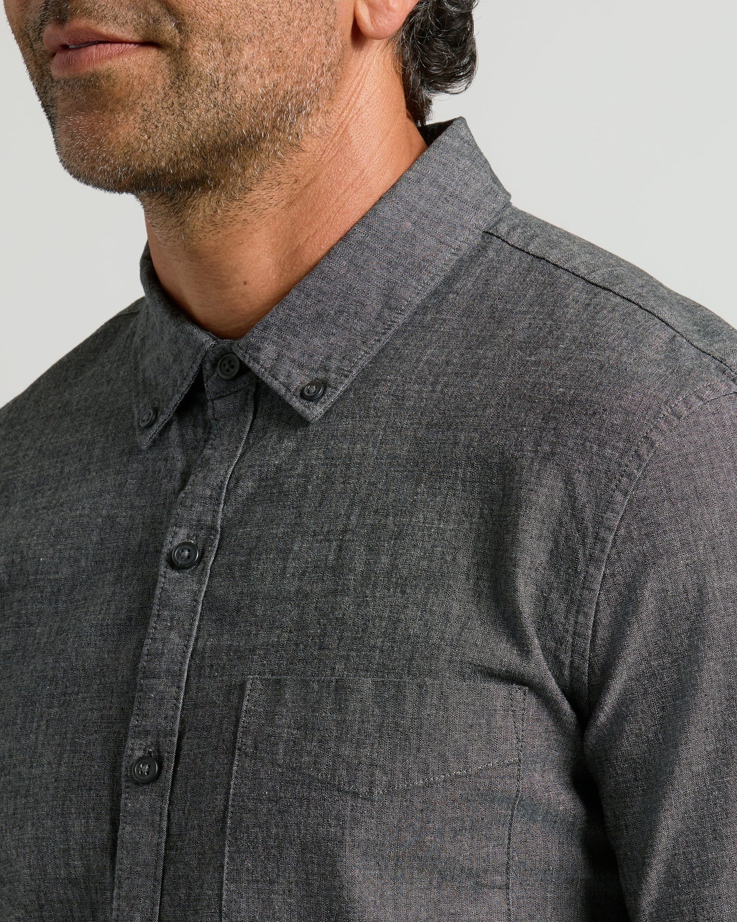 Black Wash Long Sleeve Chambray Shirt