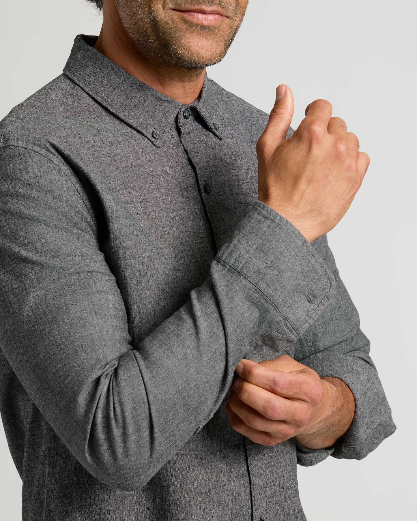 Black Wash Long Sleeve Chambray Shirt