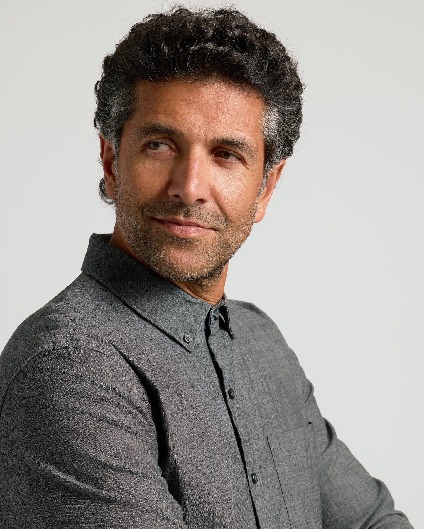 Black Wash Long Sleeve Chambray Shirt