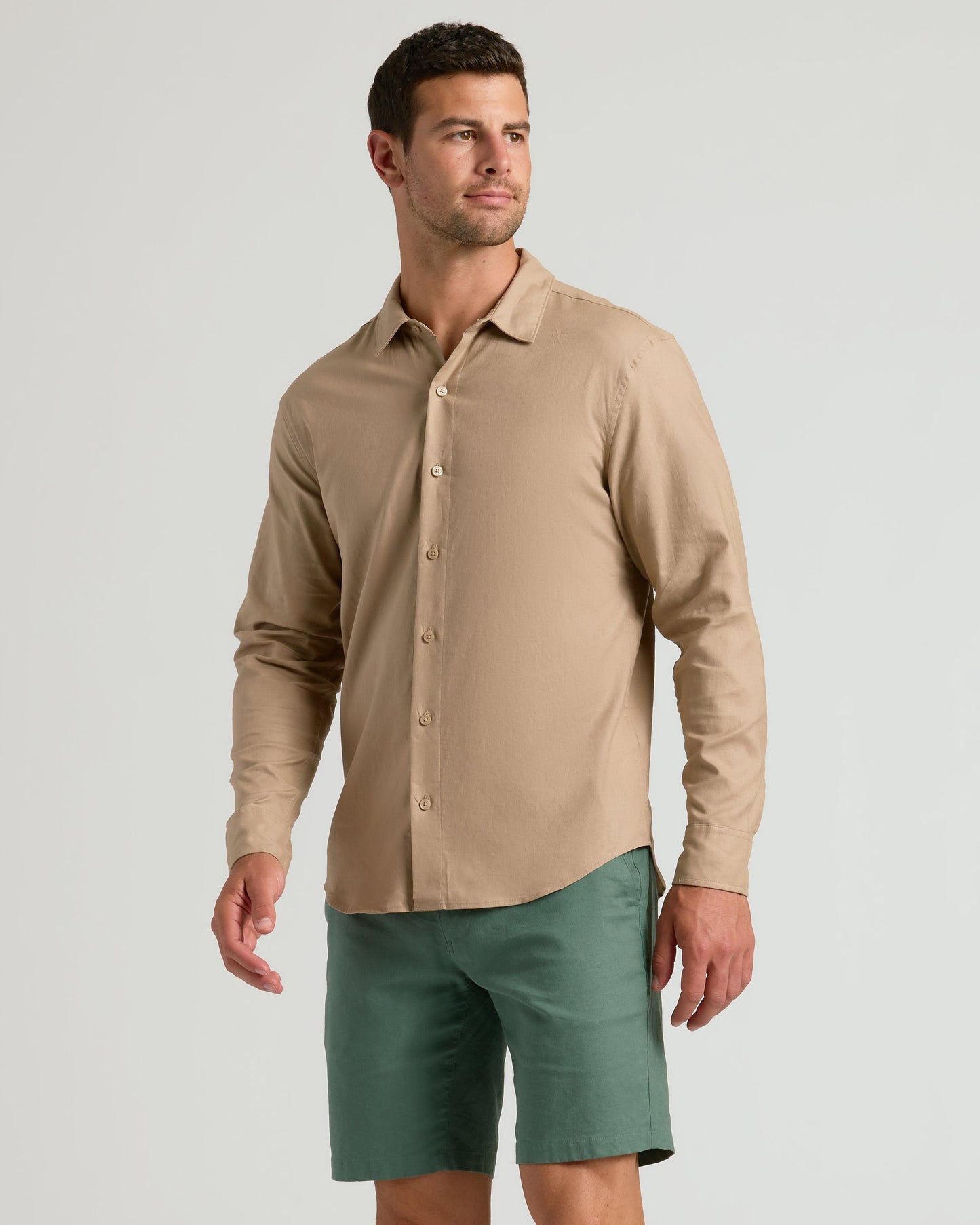 Dusty Taupe Long Sleeve Linen Shirt