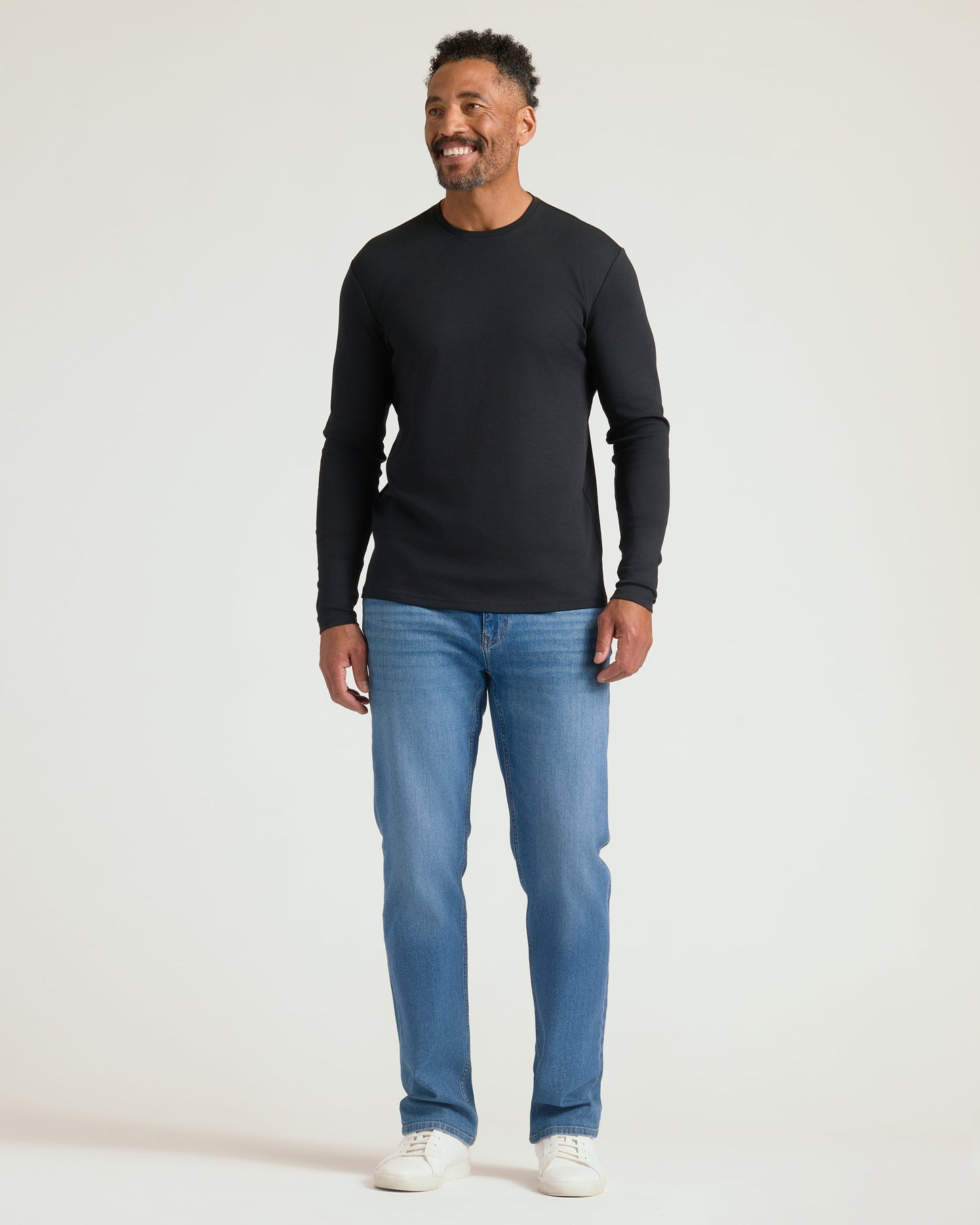 Black Premium Pima Long Sleeve Crew
