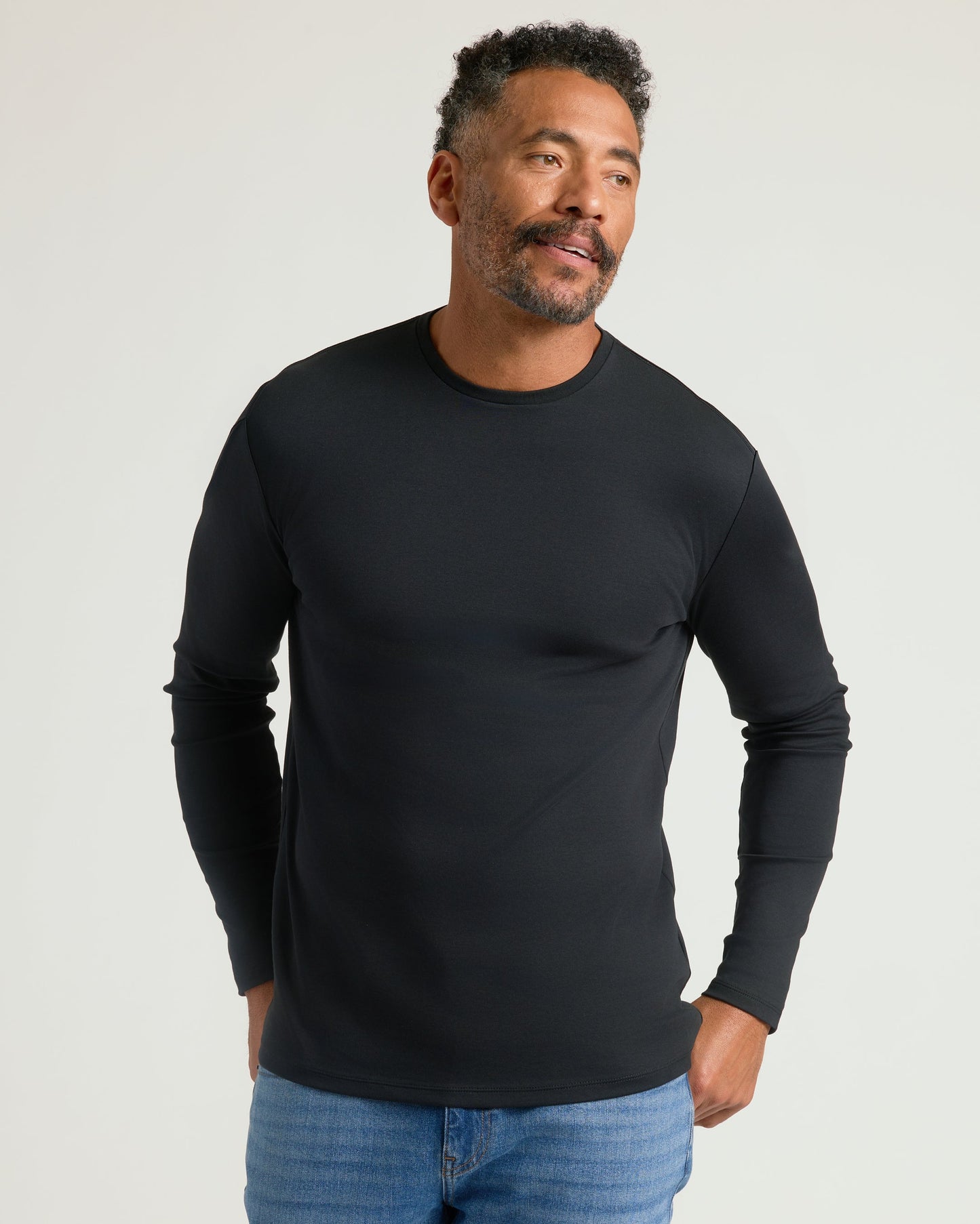 Black Premium Pima Long Sleeve Crew