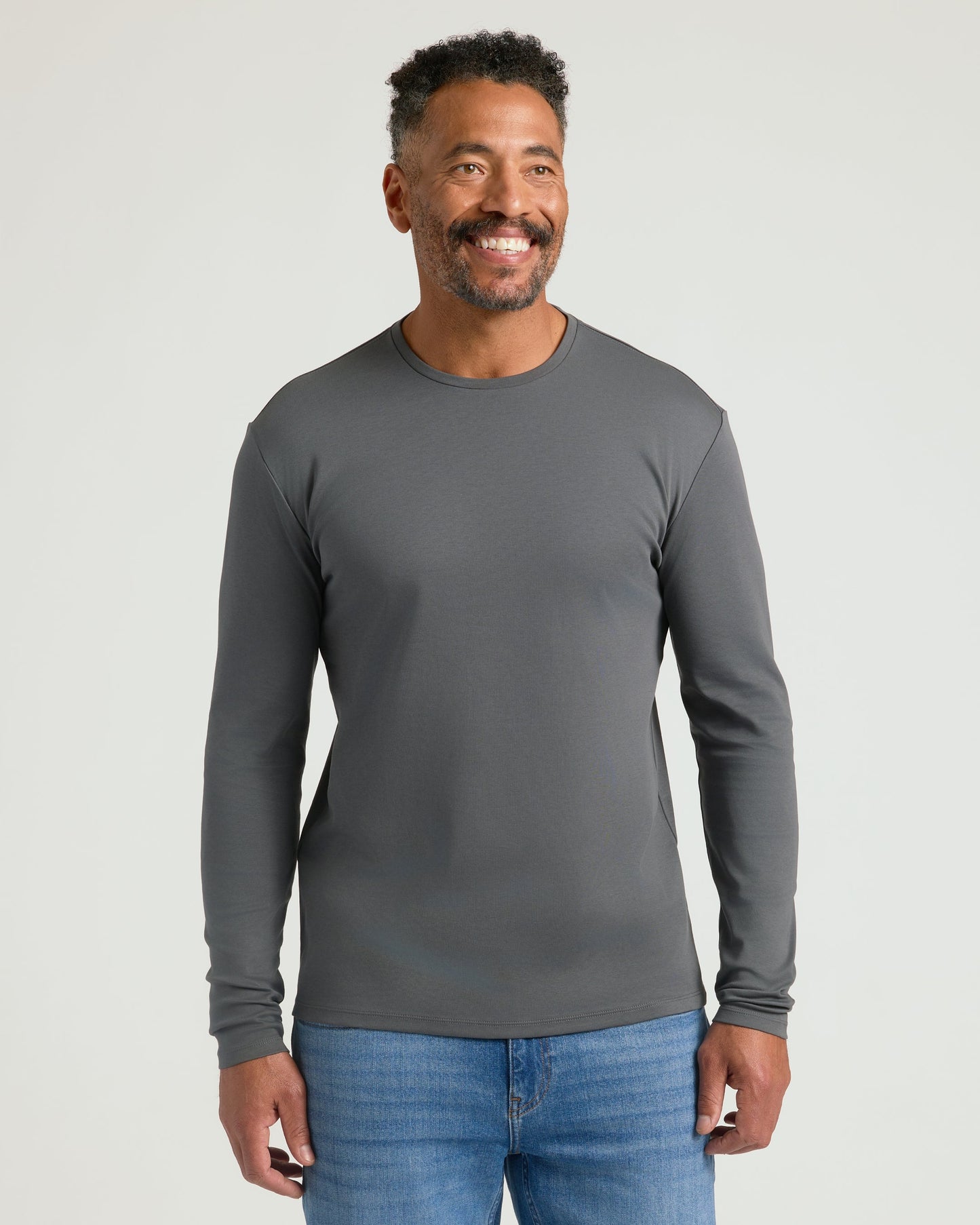 Carbon Premium Pima Long Sleeve Crew