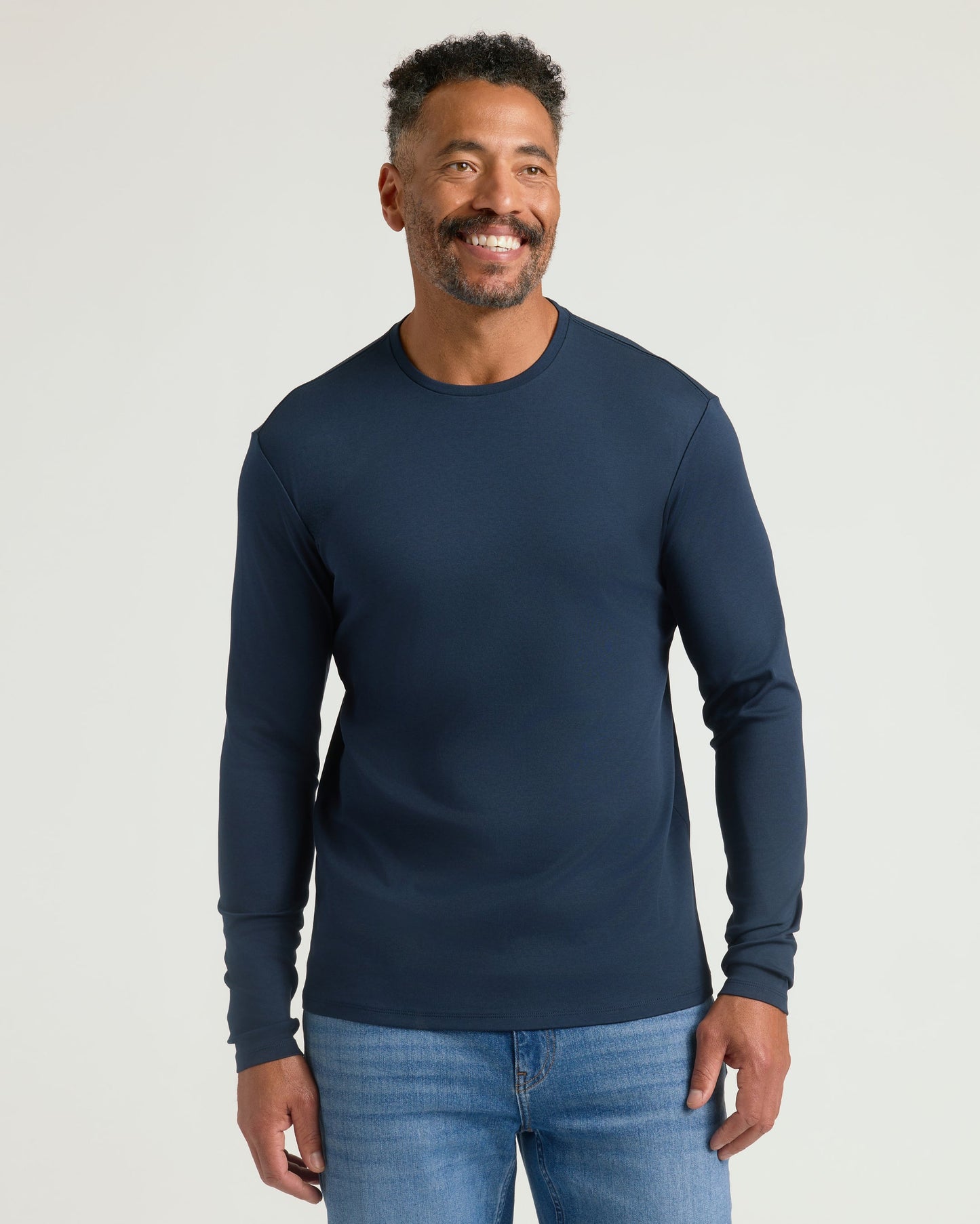 Navy Premium Pima Long Sleeve Crew