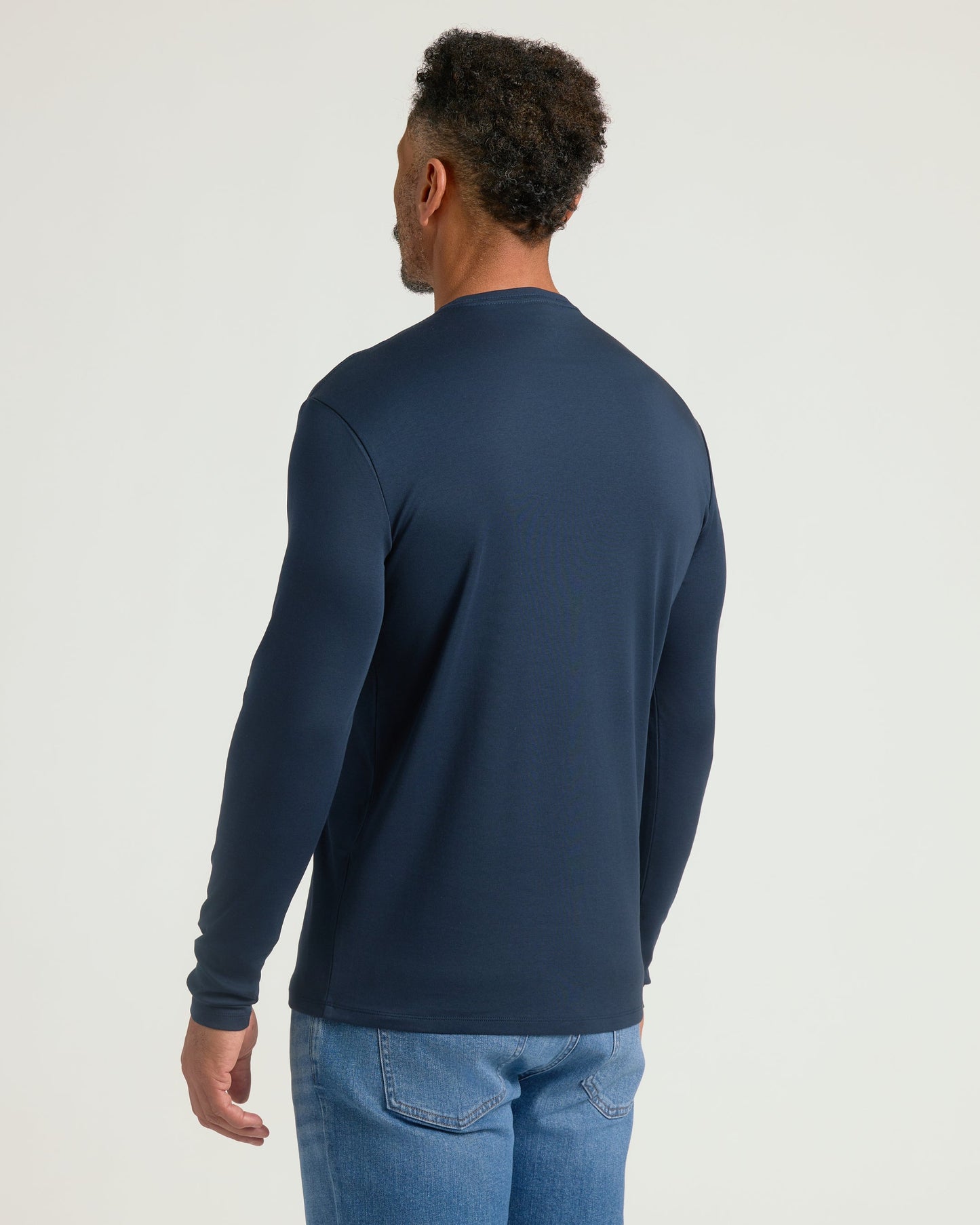 Navy Premium Pima Long Sleeve Crew