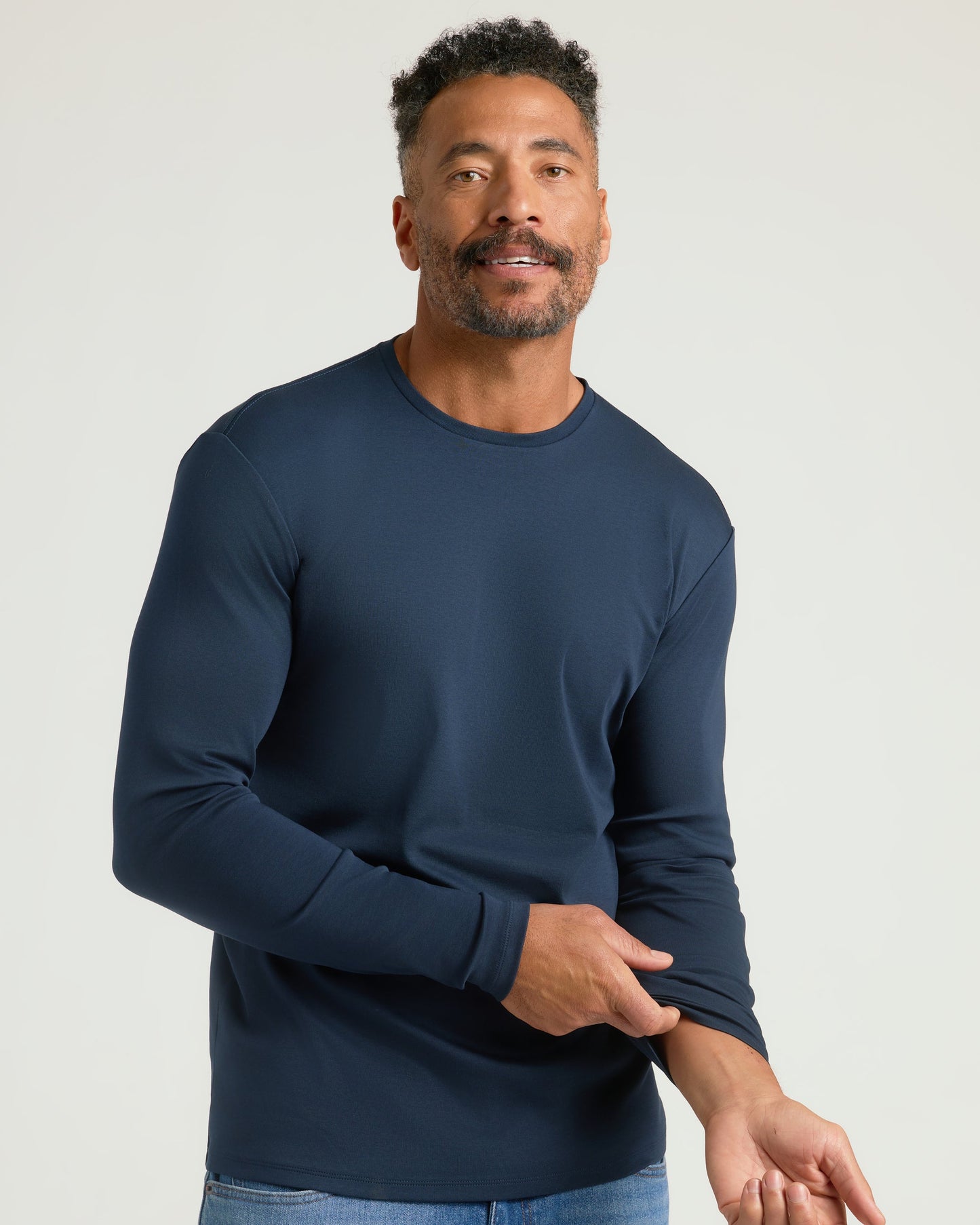 Navy Premium Pima Long Sleeve Crew