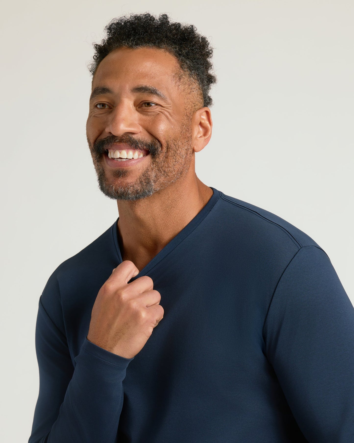 Navy Premium Pima Long Sleeve Crew