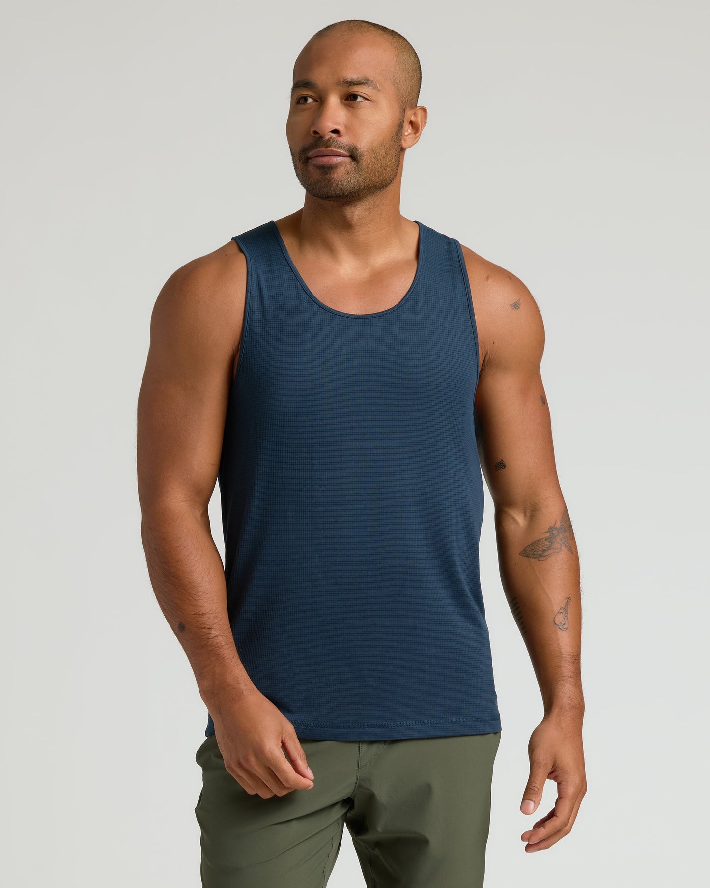 Navy Sleeveless Active Mesh Tank