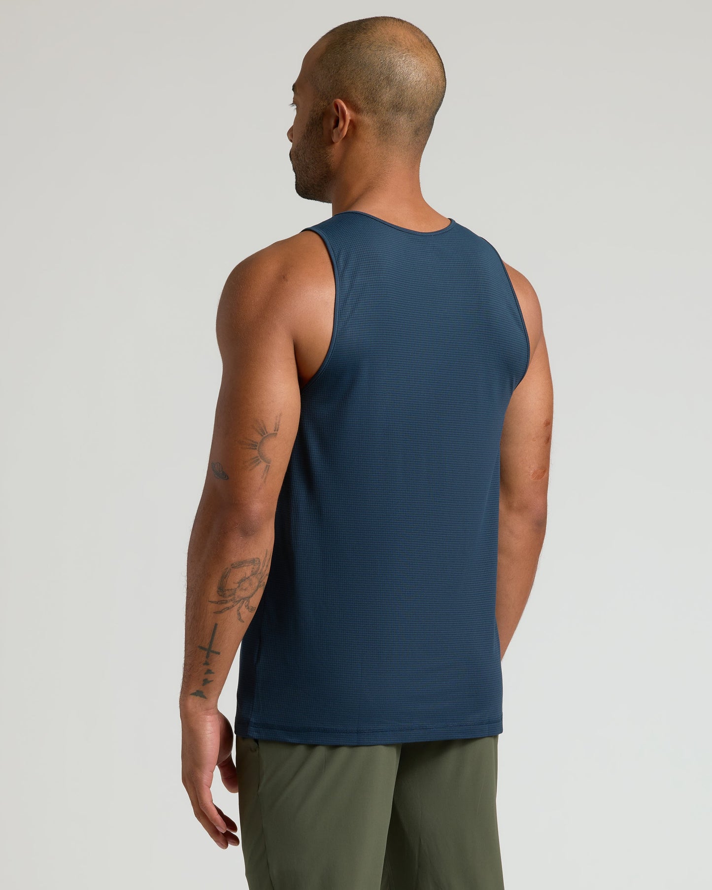 Navy Sleeveless Active Mesh Tank