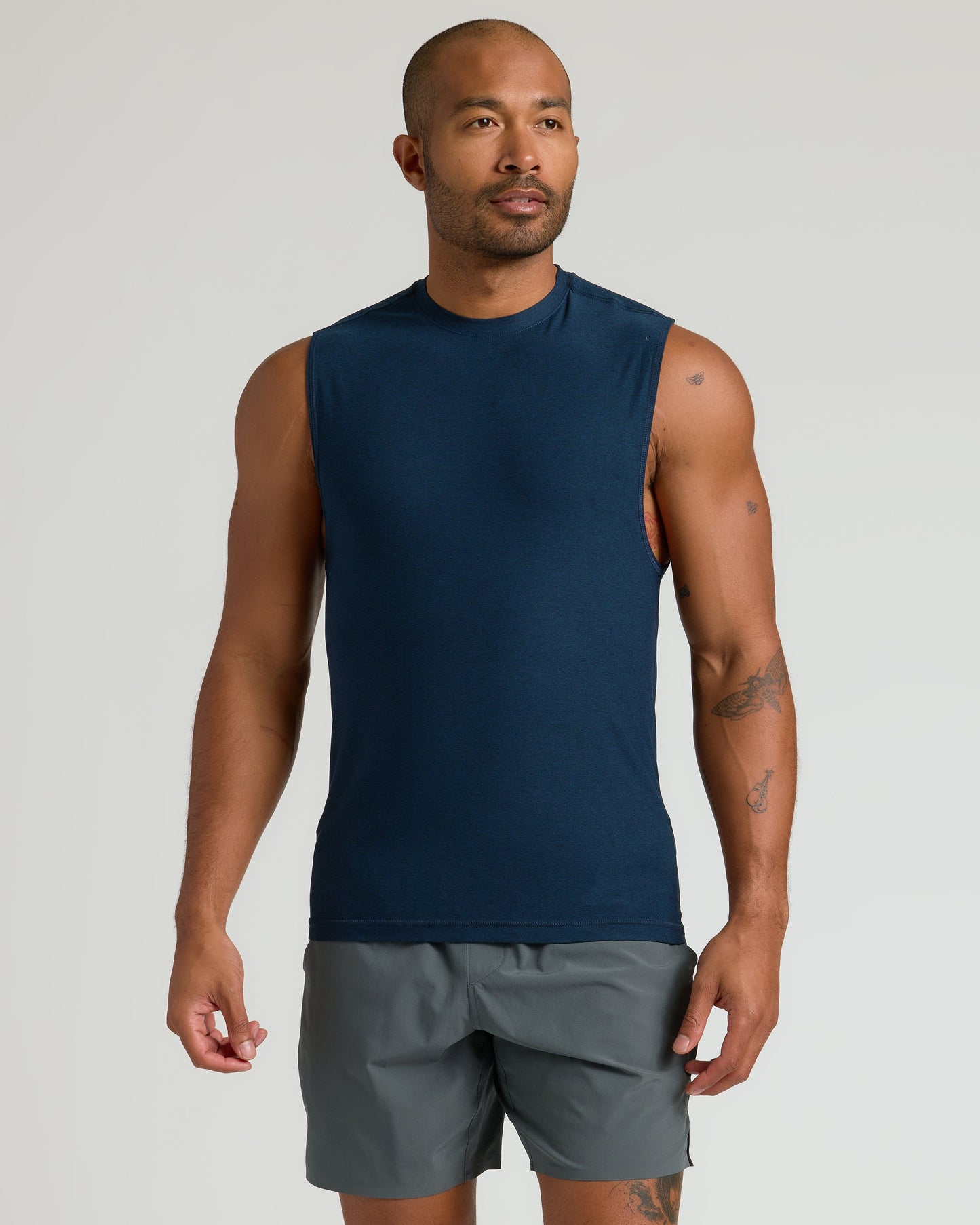 Dark Heather Navy Sleeveless Active Muscle Tee