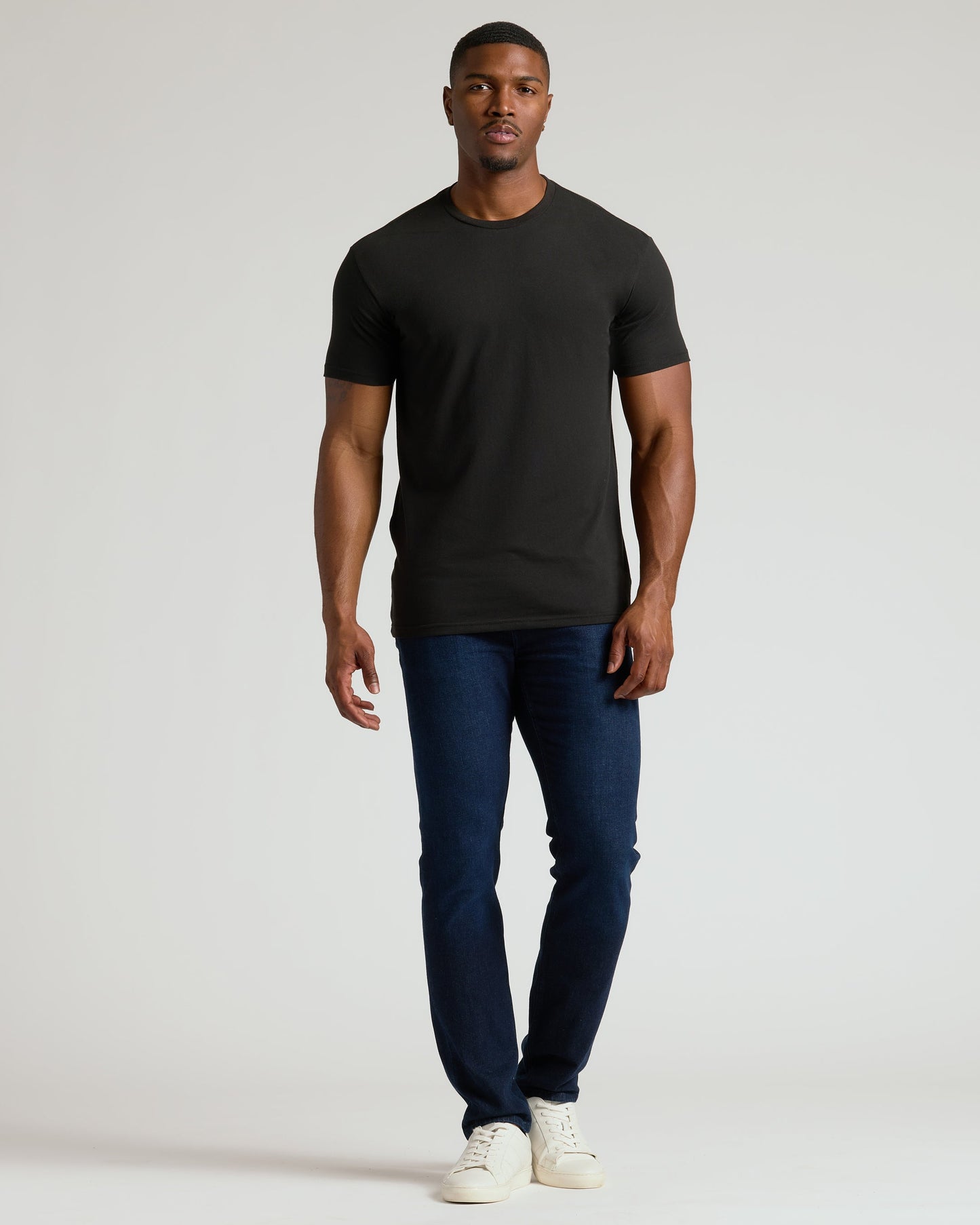 Black Tall Straight Hem Crew Neck T-Shirt