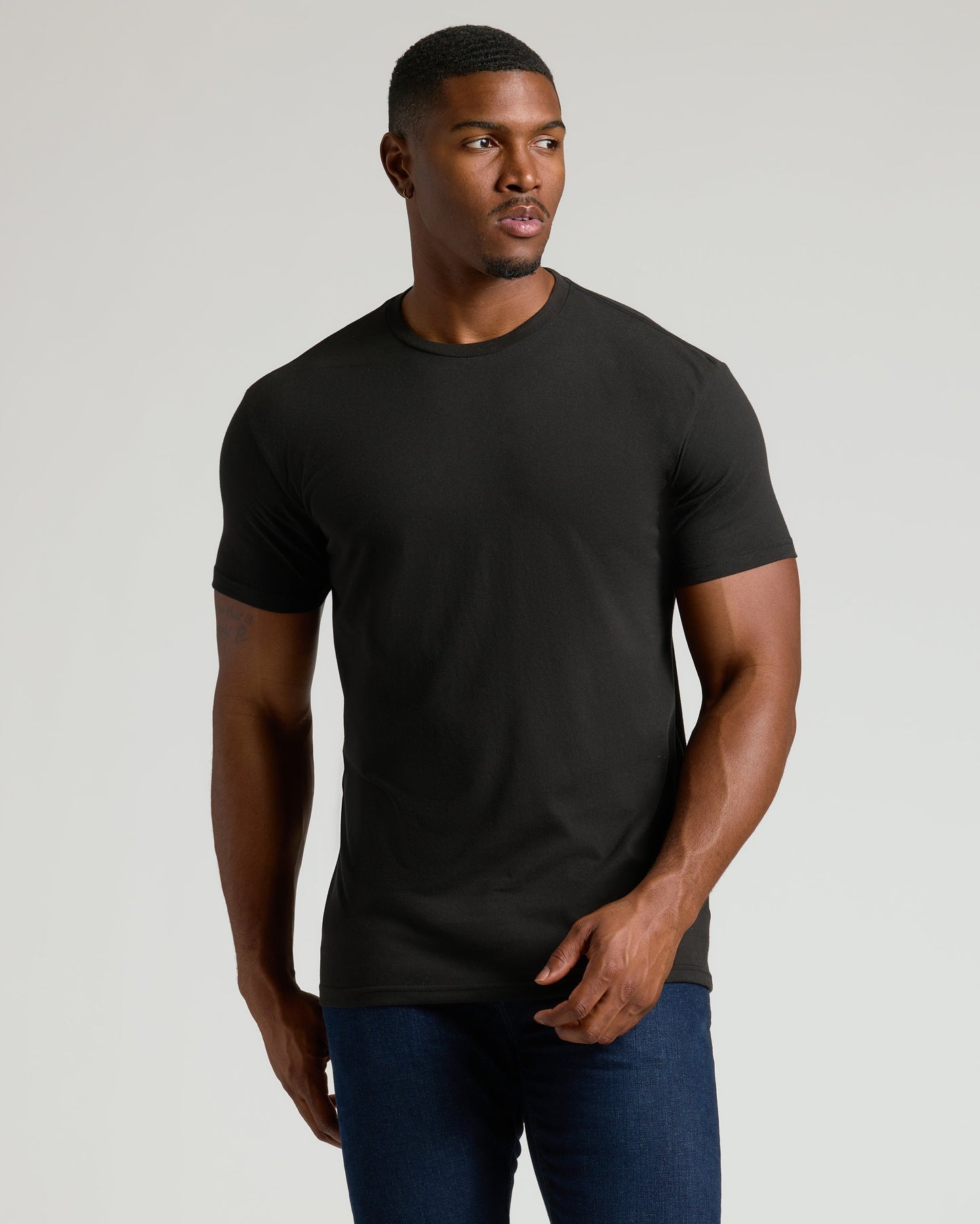 Black Tall Straight Hem Crew Neck T-Shirt