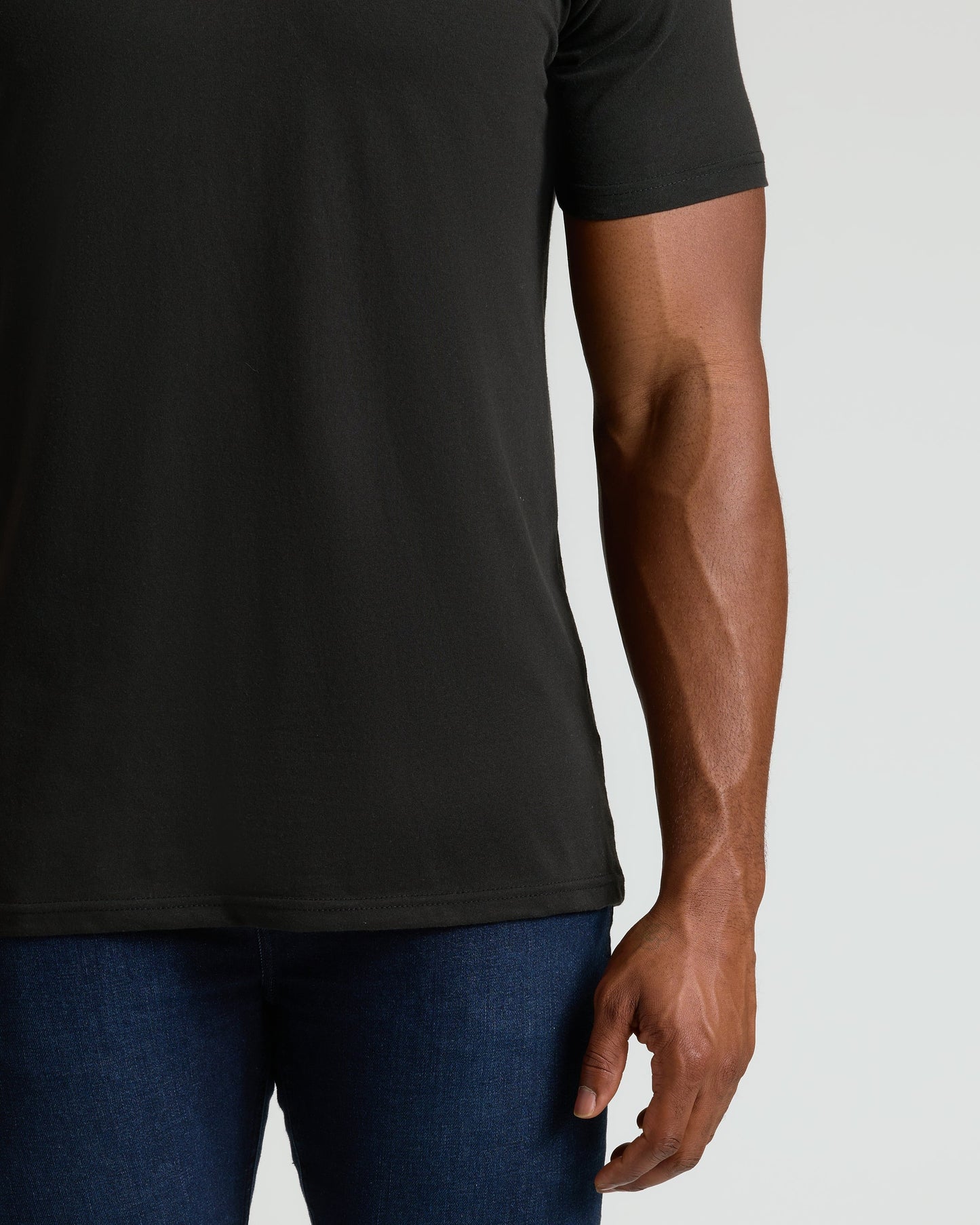Black Tall Straight Hem Crew Neck T-Shirt