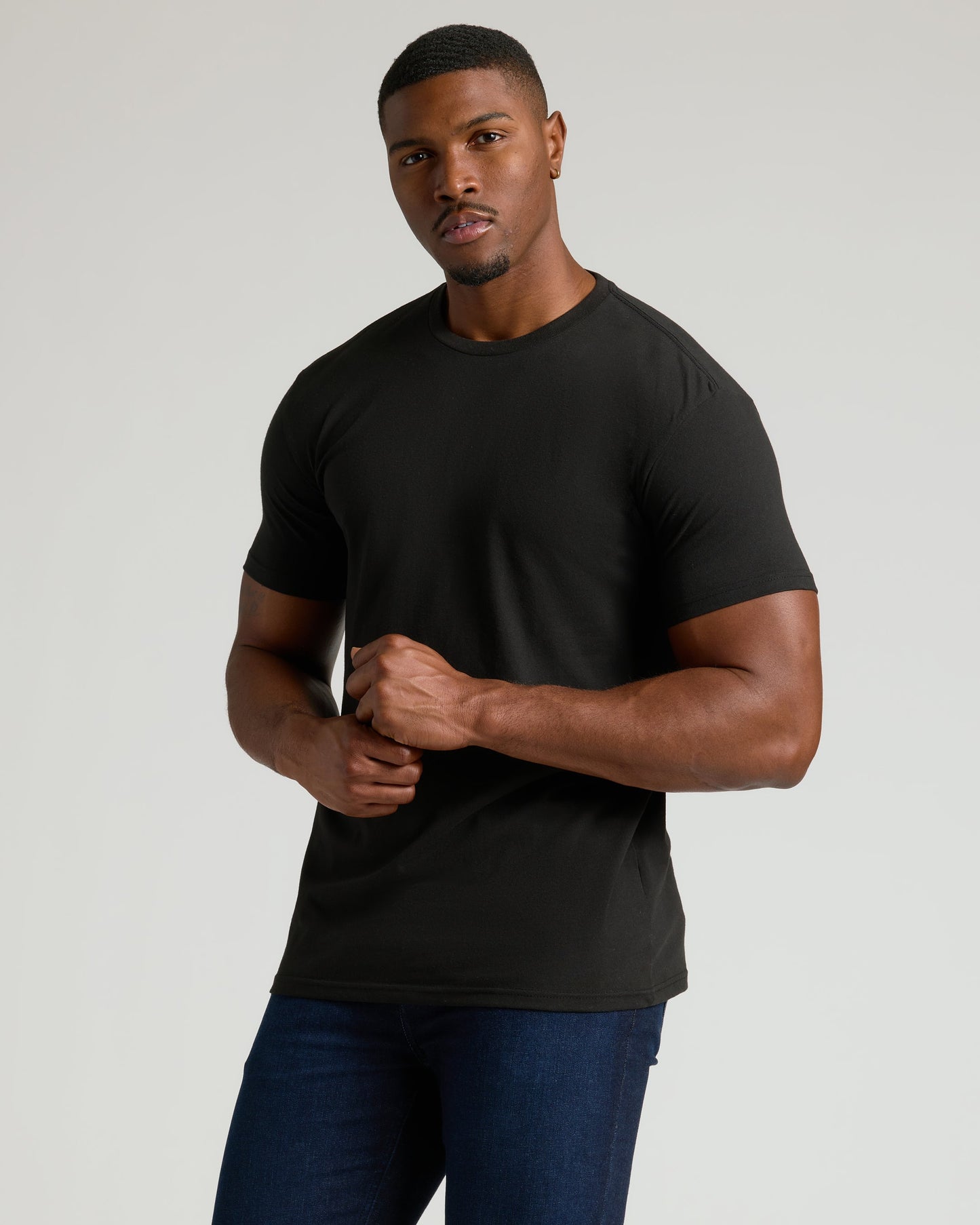 Black Tall Straight Hem Crew Neck T-Shirt