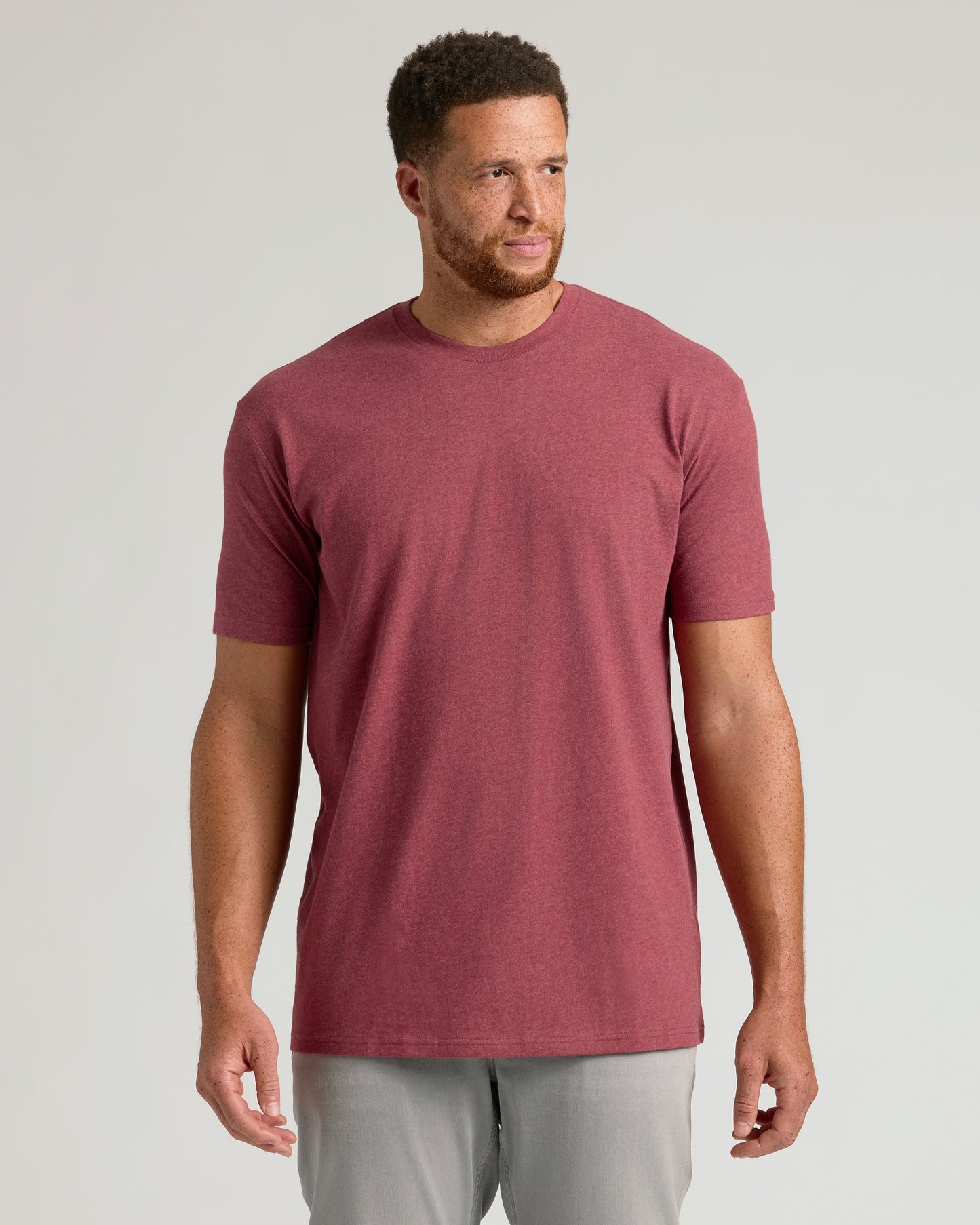 Dark Heather Claret Tall Straight Hem Crew Neck T-Shirt