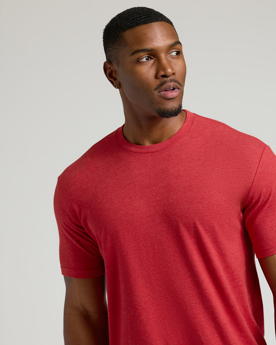 Dark Heather Lava Tall Straight Hem Crew Neck T-Shirt