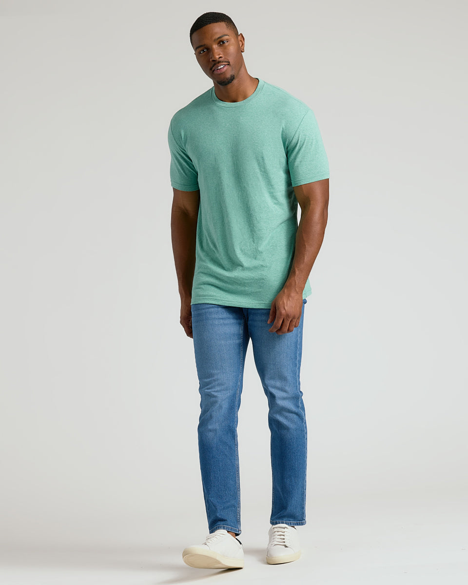 Light Heather Greenery Tall Straight Hem Crew Neck T-Shirt