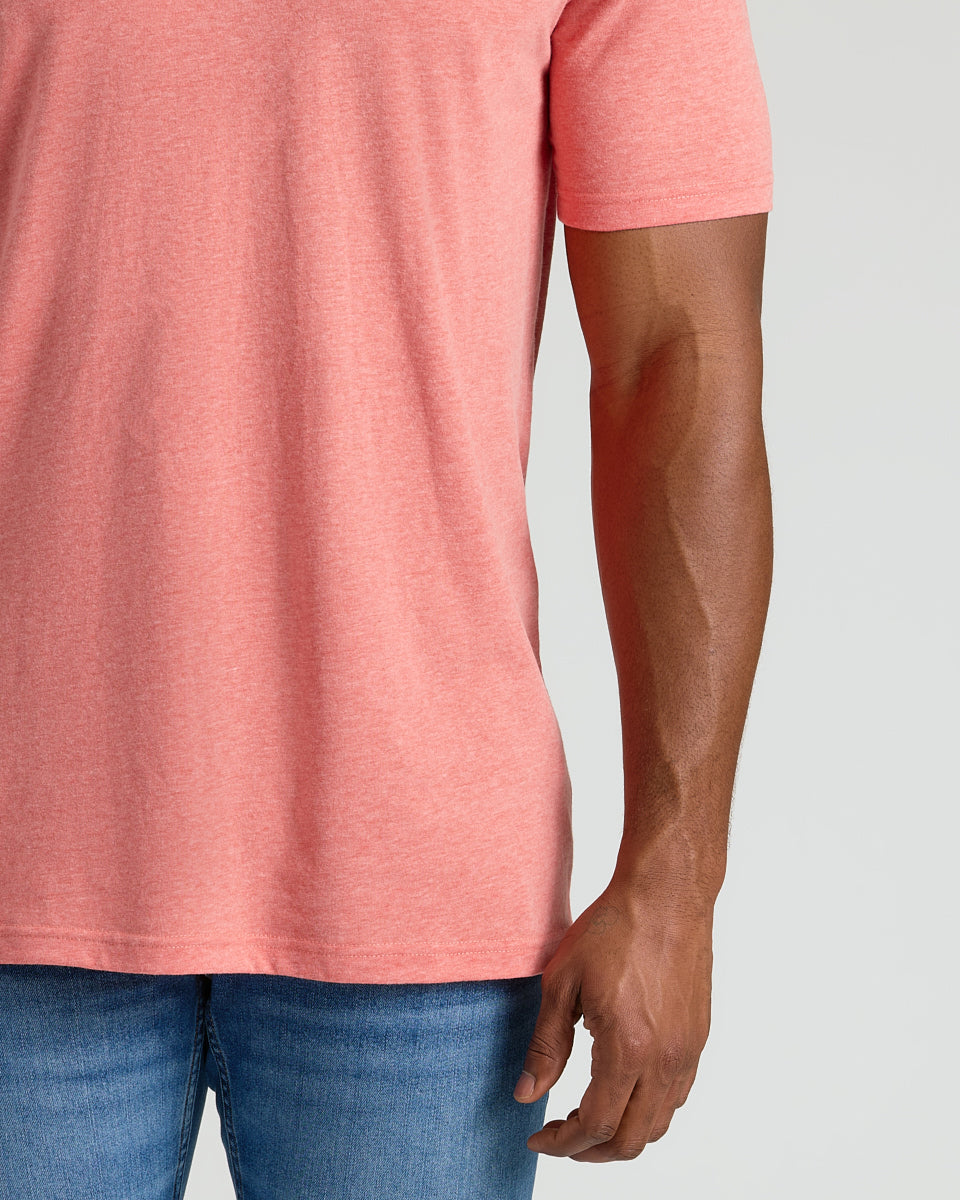 Light Heather Vermilion Tall Straight Hem Crew Neck T-Shirt