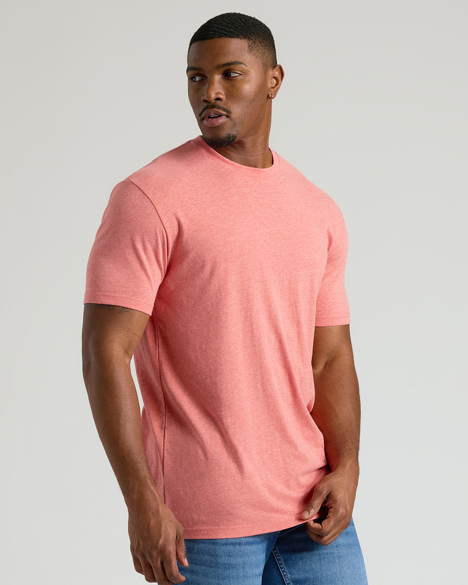 Light Heather Vermilion Tall Straight Hem Crew Neck T-Shirt