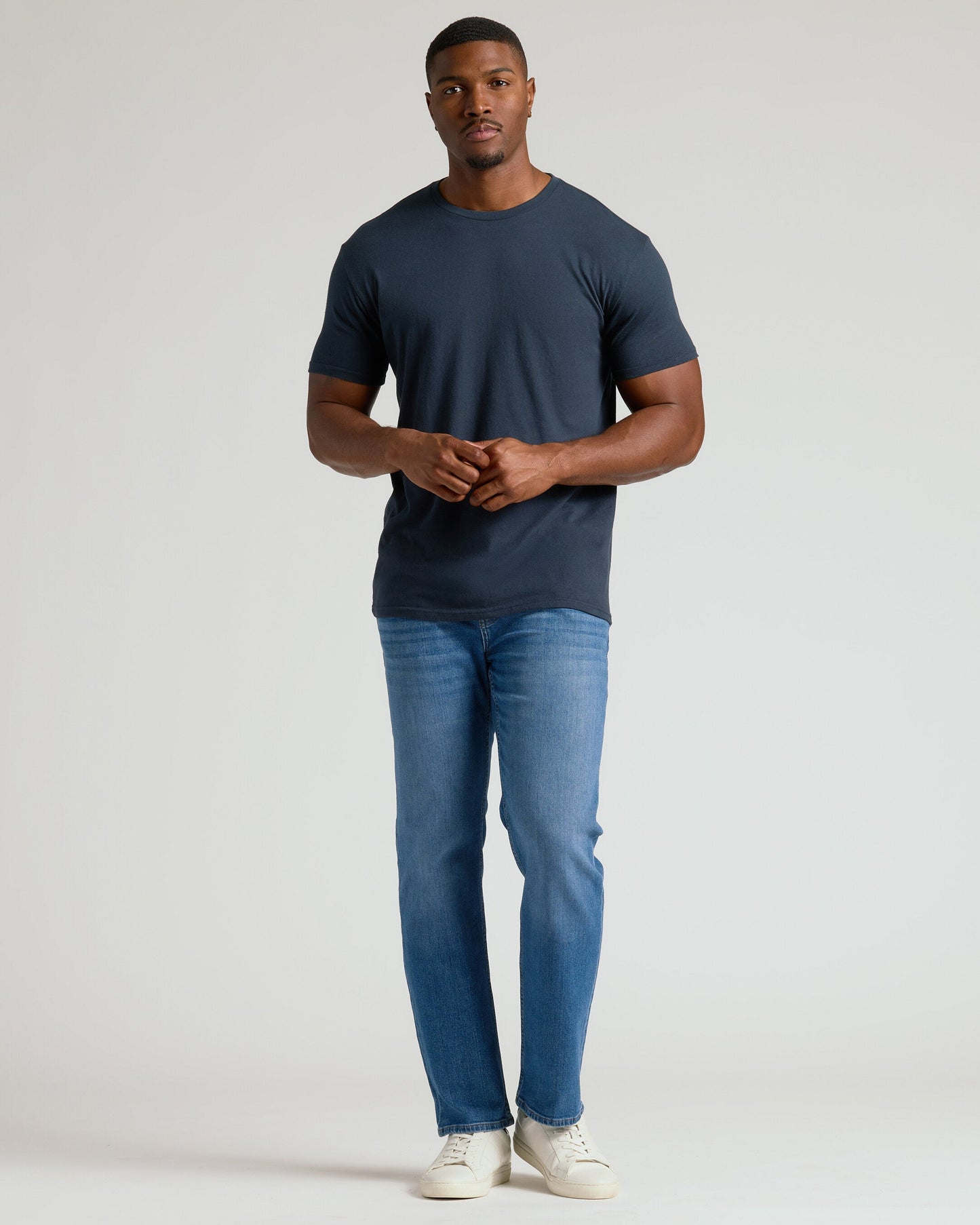 Navy Tall Straight Hem Crew Neck T-Shirt