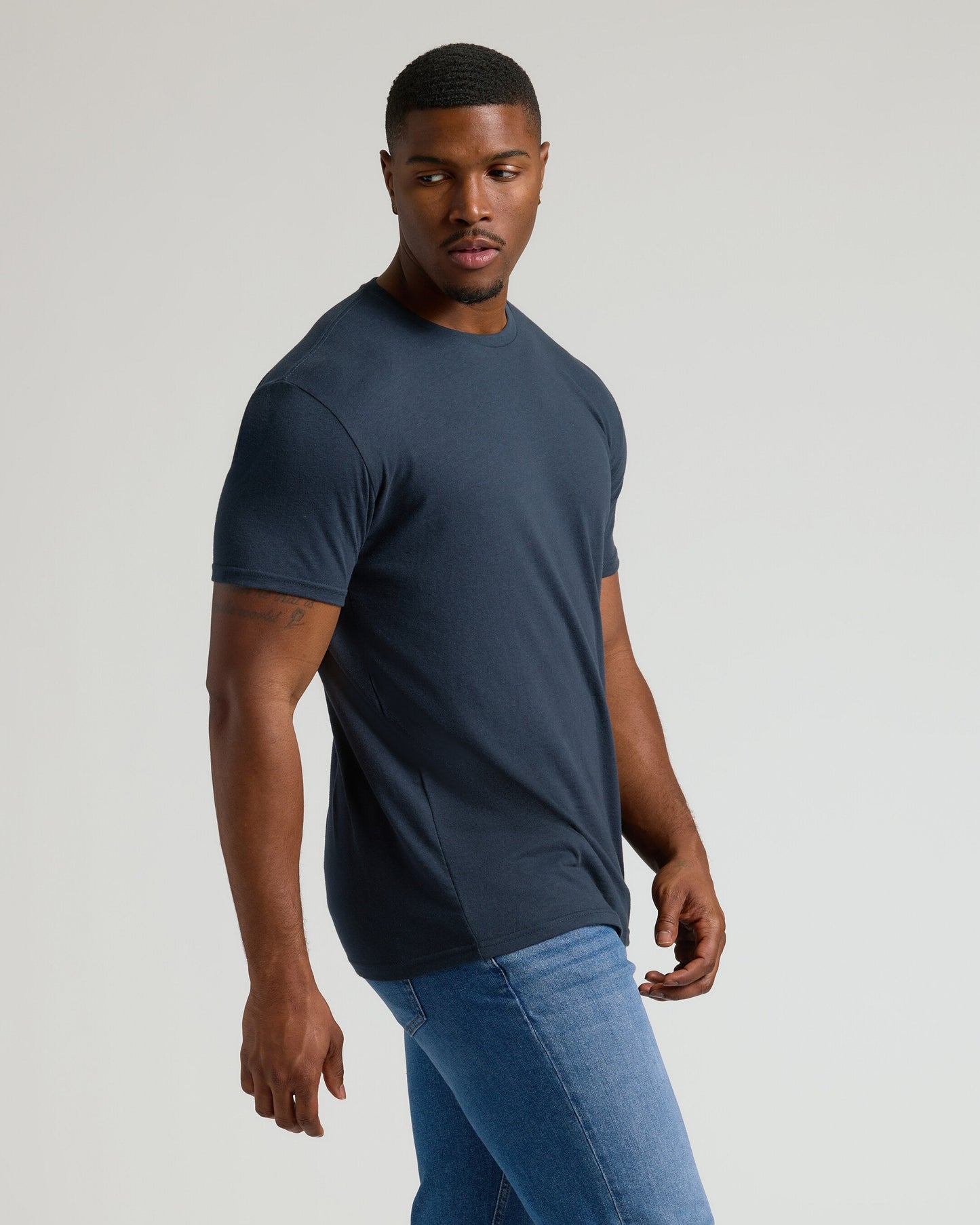 Navy Tall Straight Hem Crew Neck T-Shirt
