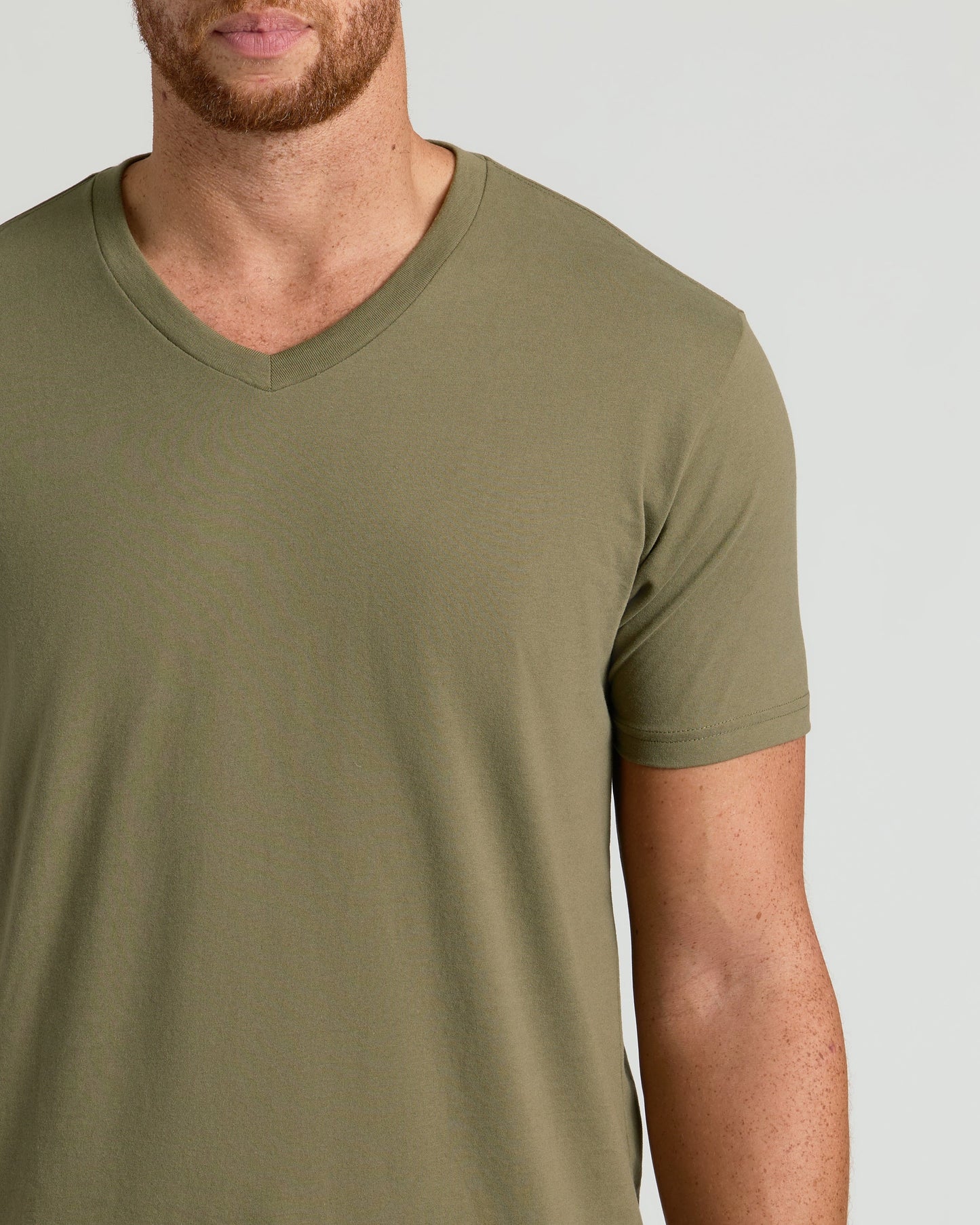 Military Green Tall Short Sleeve Classic V-Neck