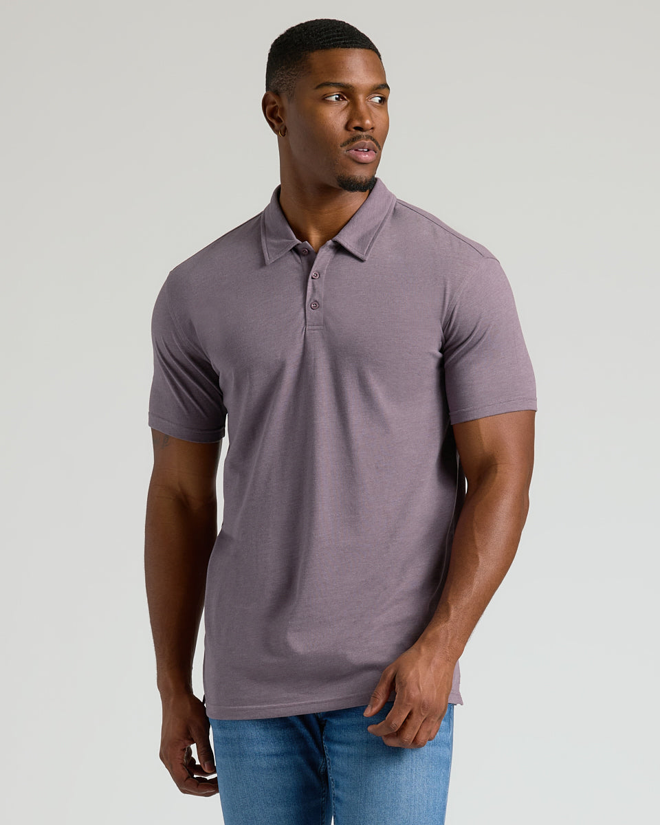 Dark Heather Amethyst Short Sleeve Tall Polo