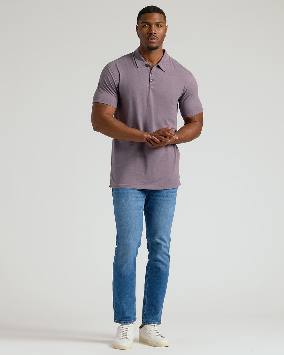 Dark Heather Amethyst Short Sleeve Tall Polo