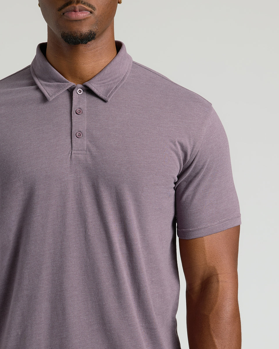Dark Heather Amethyst Short Sleeve Tall Polo