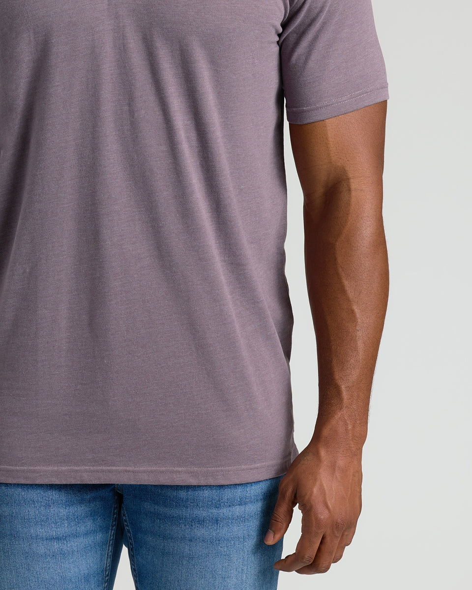 Dark Heather Amethyst Short Sleeve Tall Polo