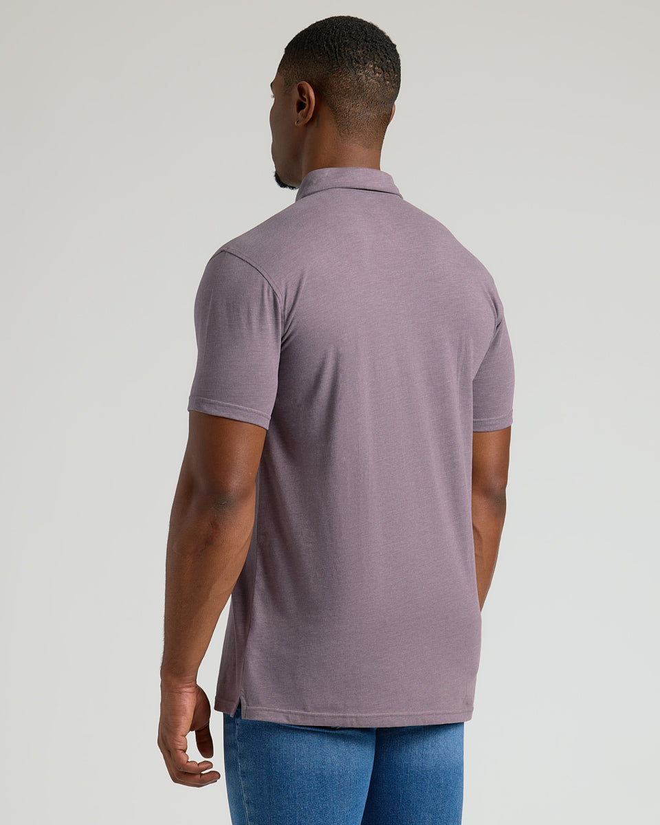 Dark Heather Amethyst Short Sleeve Tall Polo