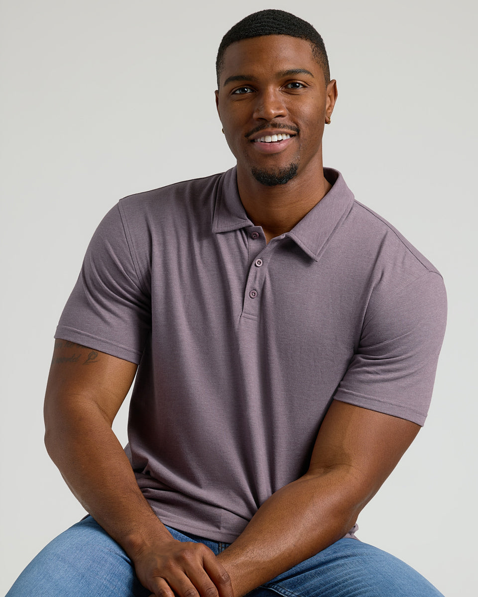 Dark Heather Amethyst Short Sleeve Tall Polo