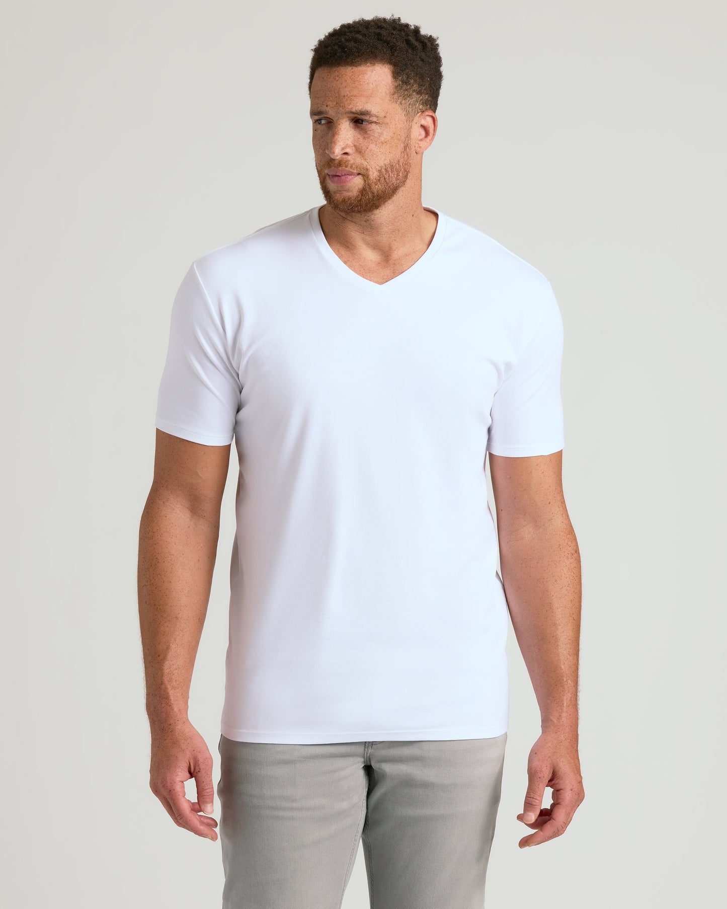 White Tall Pima V-Neck