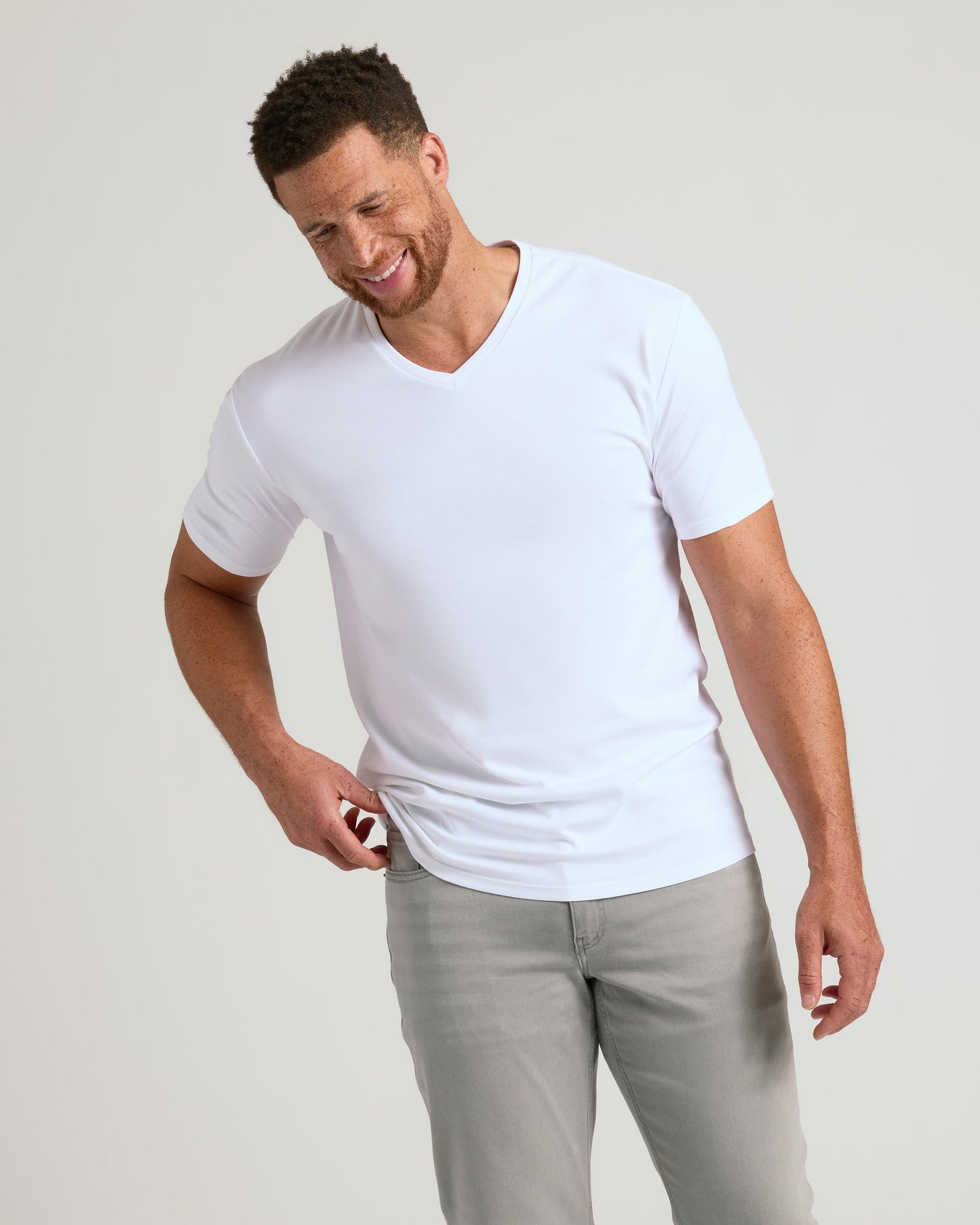 White Tall Pima V-Neck