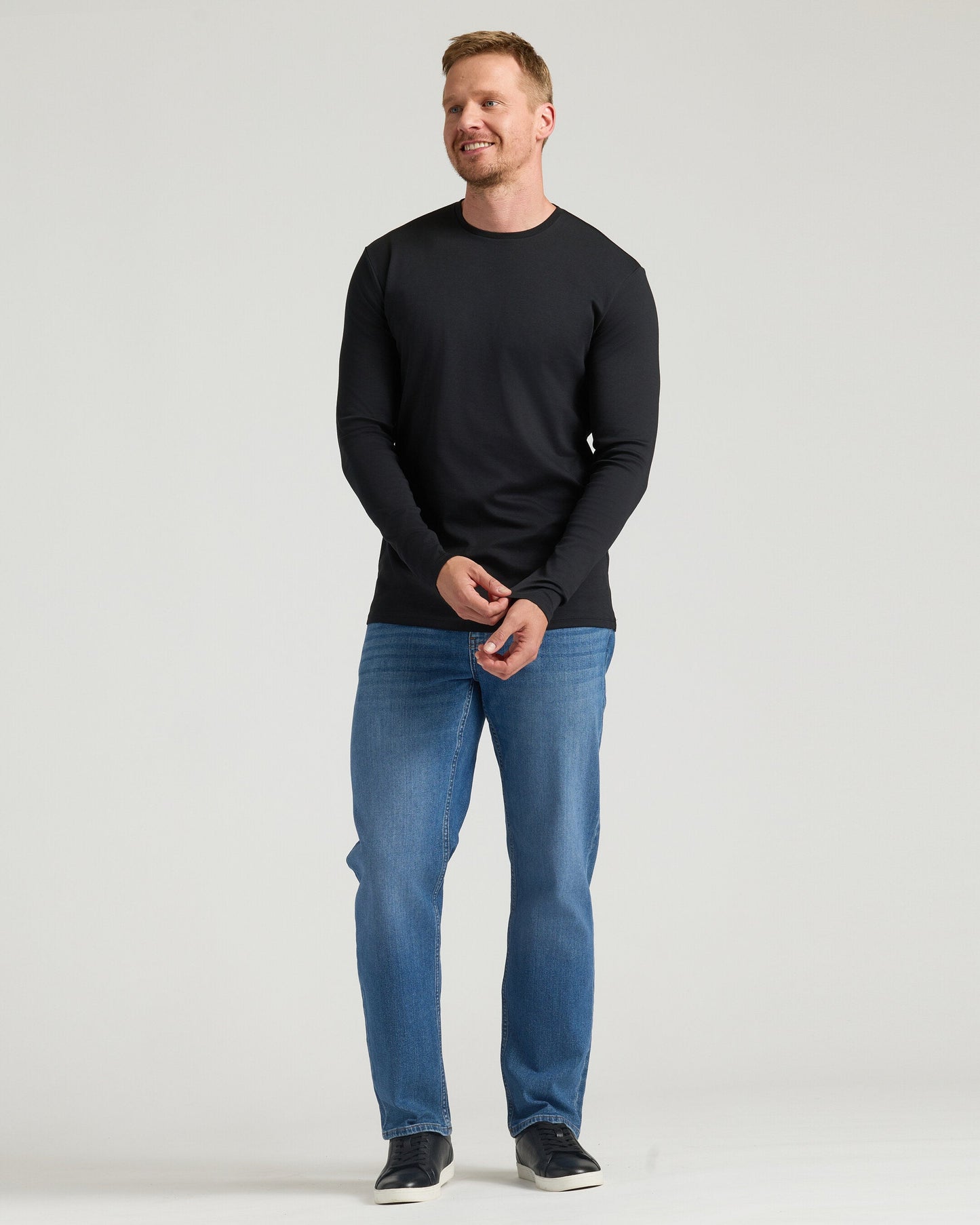 Black Tall Premium Pima Long Sleeve Crew