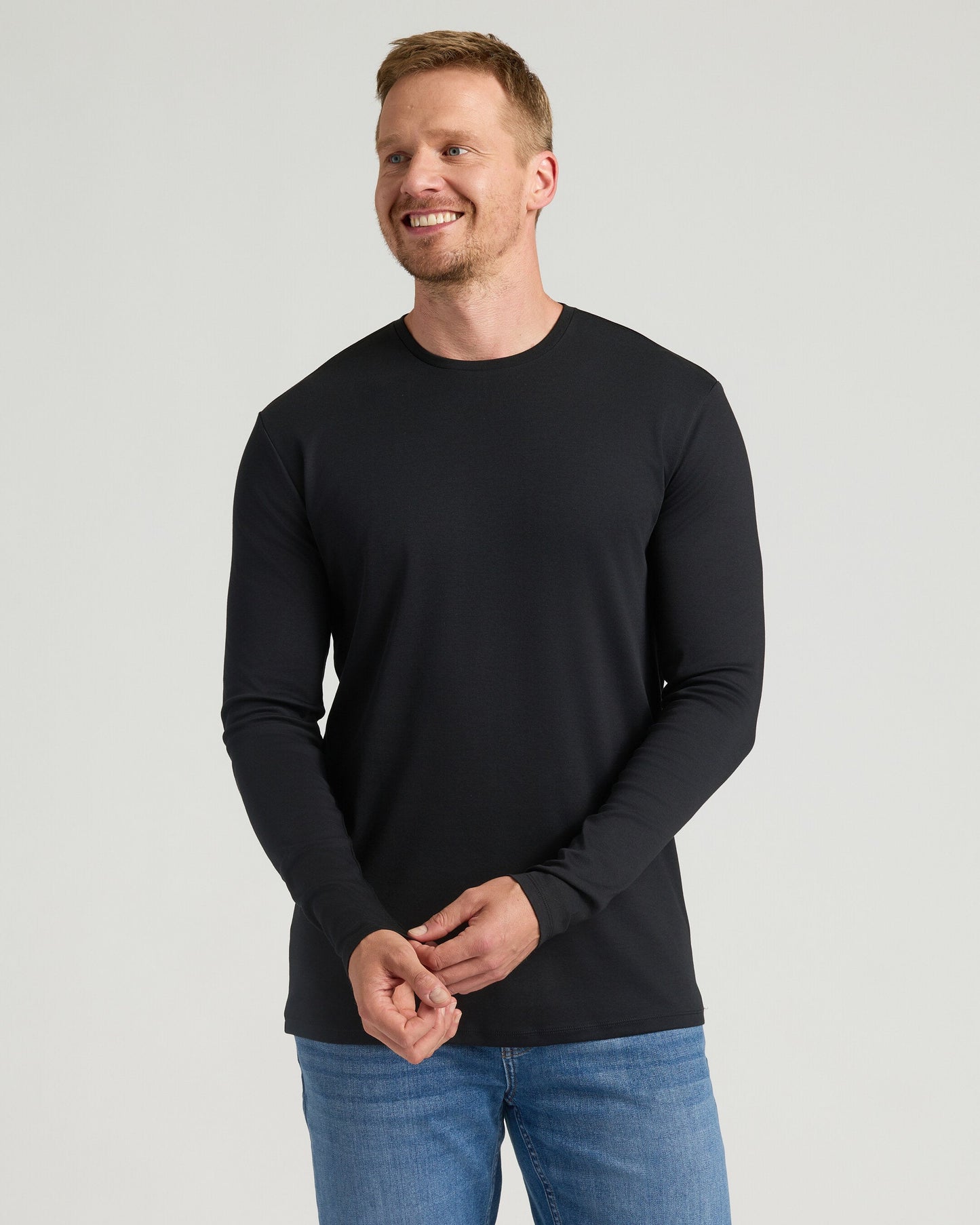 Black Tall Premium Pima Long Sleeve Crew